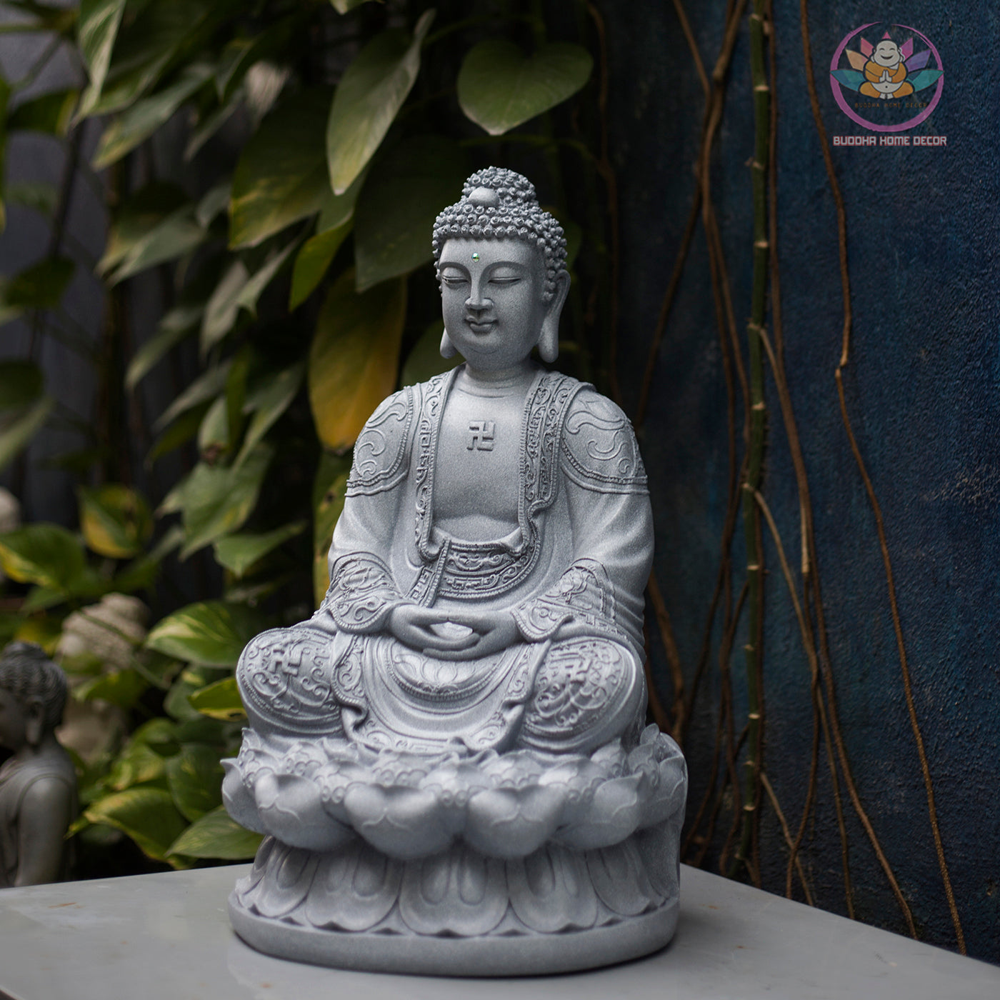 Amitabha Buddha Statue – Antique Bronze Finish Resin Sculpture – Zen Meditation Decor, Buddhist Altar Ornament, Spiritual Gift
