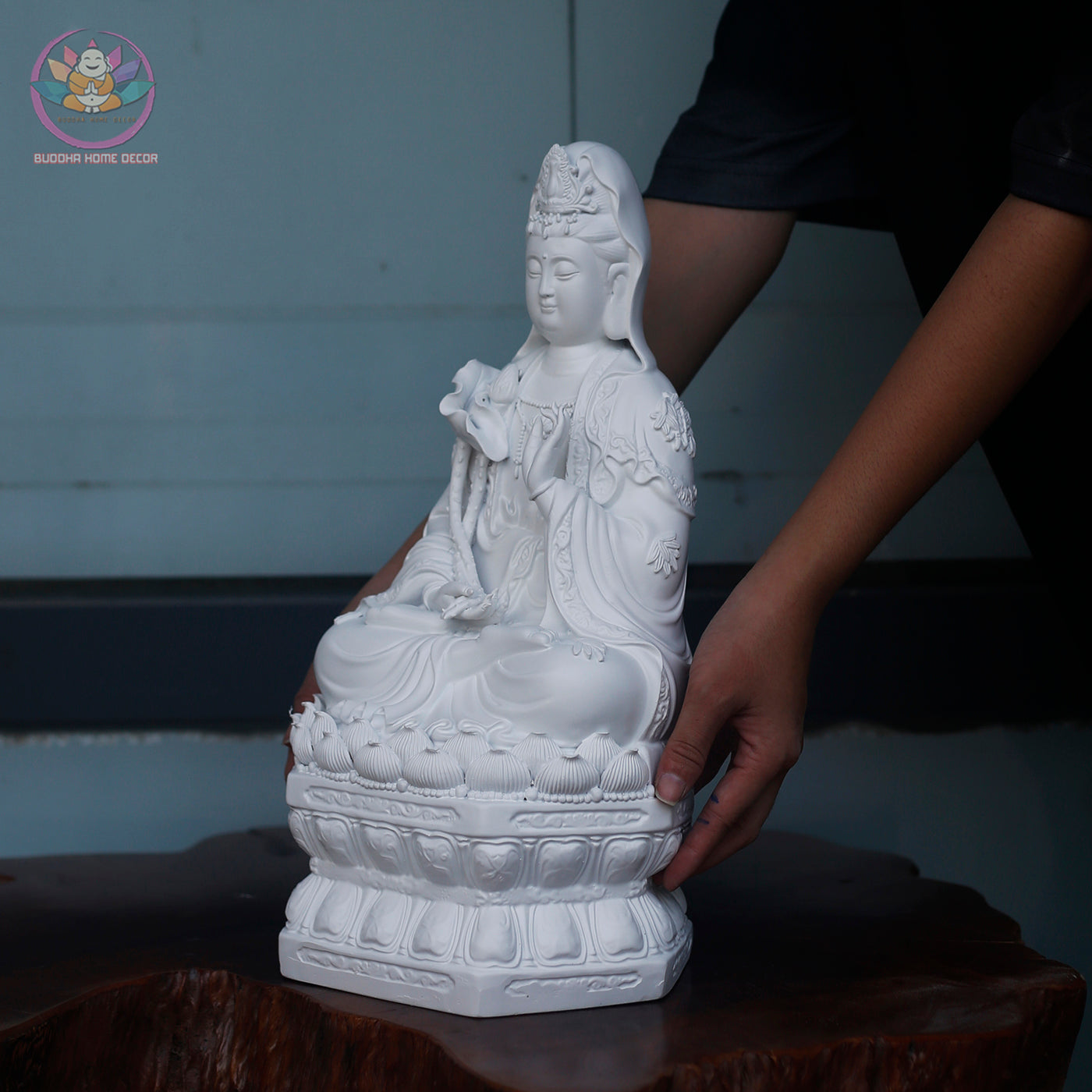 Seishi Bodhisattva Statue 15.7” | Mahasthamaprapta Figurine | Resin Sculpture for Altar, Zen Home, Meditation, Buddhist Gift
