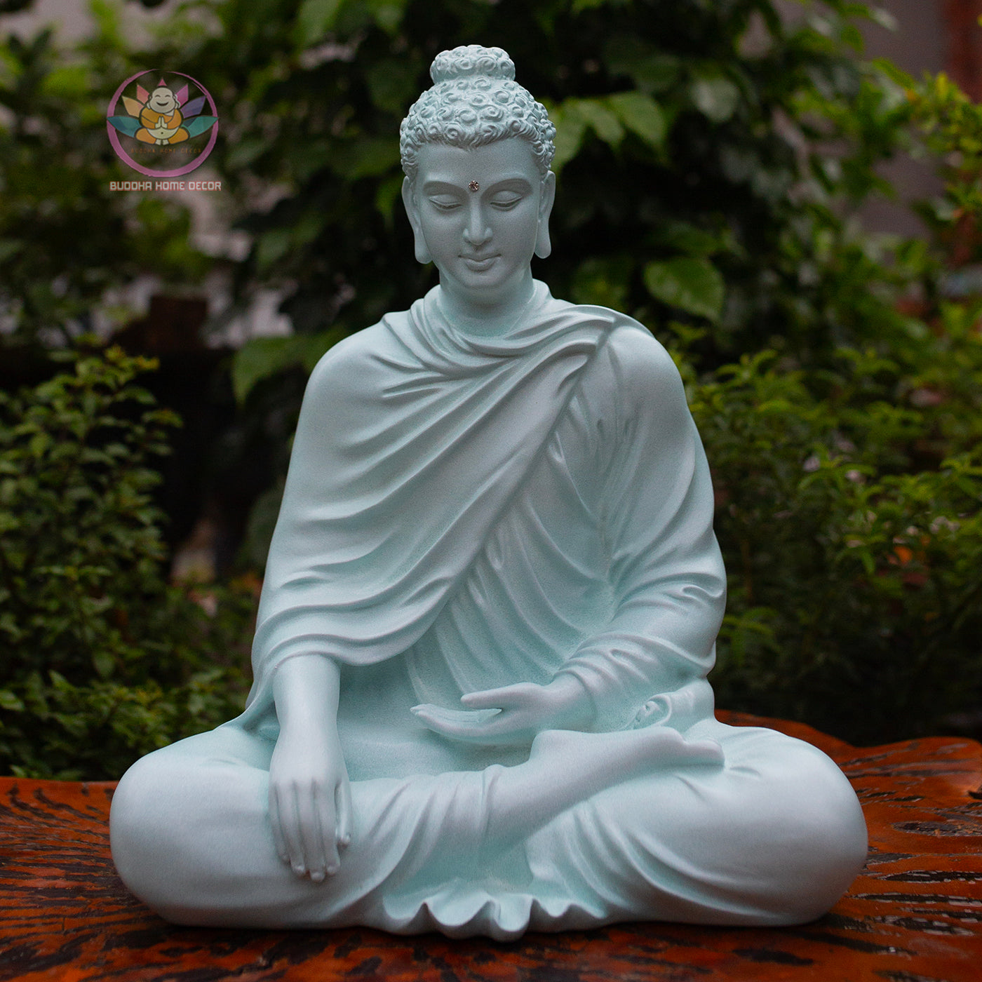 Shakyamuni Buddha Statue 14.5" – Greyish Teal Finish Seated Meditation Buddha