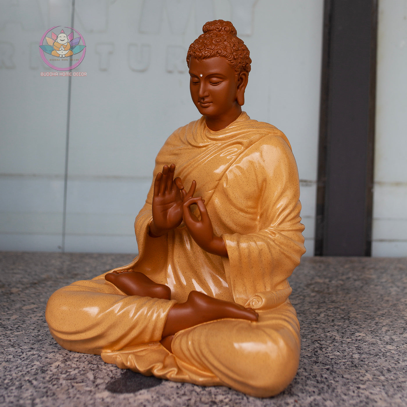 Shakyamuni Buddha Statue 14.5" | Composite Resin and Stone Powder| Turning the Wheel of Dharma Pose