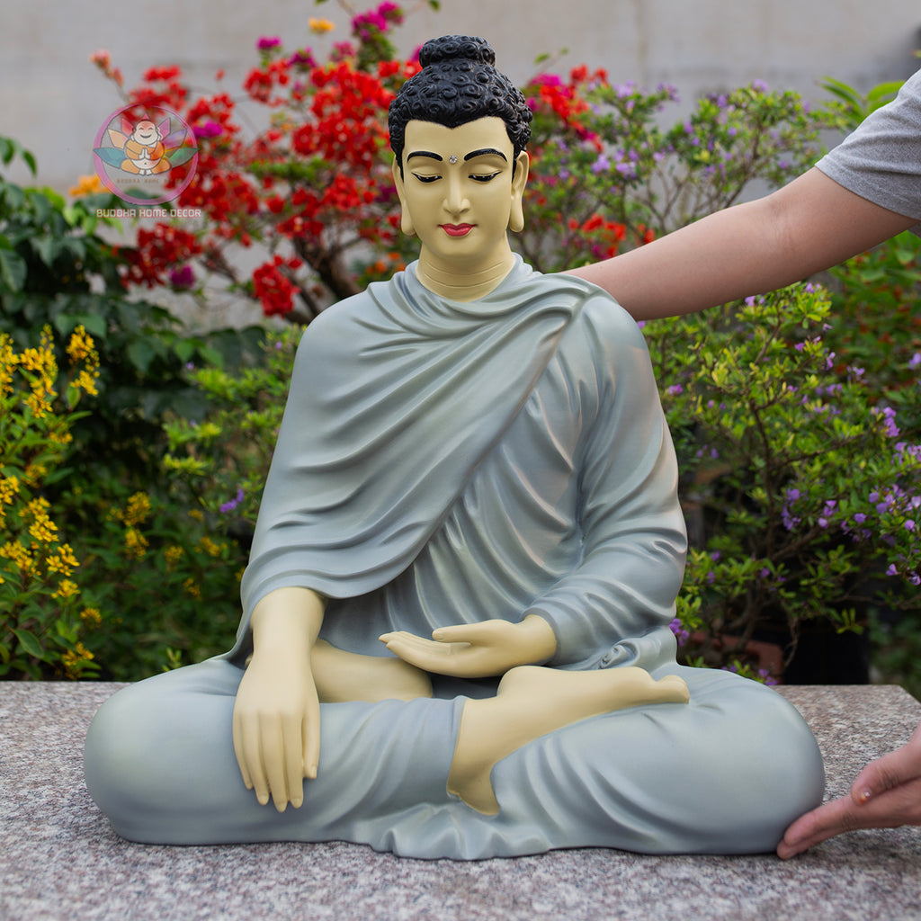 Shakyamuni Buddha Statue – Earth Touching Mudra – Hand-Painted Spiritual Decor