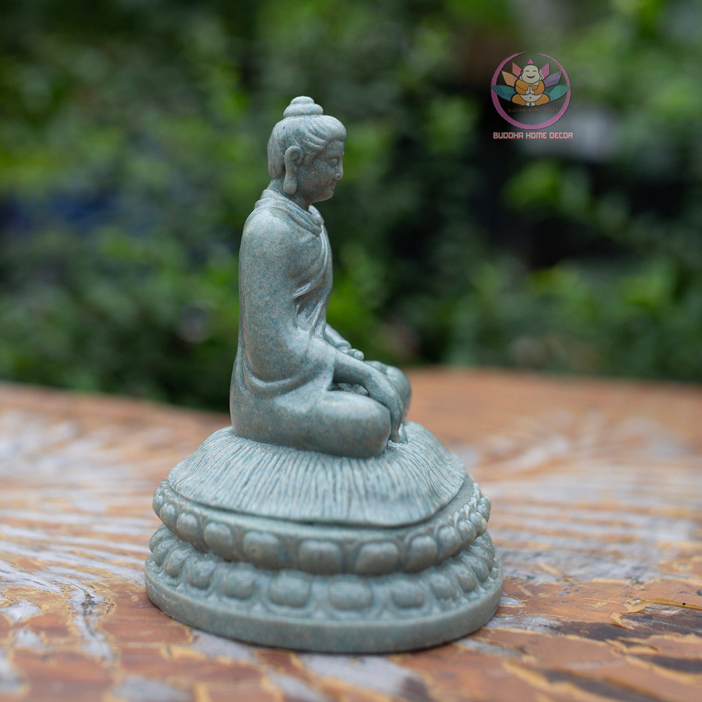 Mini Shakyamuni Buddha Statue – 5.1" Resin Stone Figurine | Small Meditating Buddha on Lotus