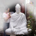Shakyamuni Buddha Statue 78" – Extra Large Composite Seated Buddha on Stone Base, Outdoor Garden Temple Sculpture