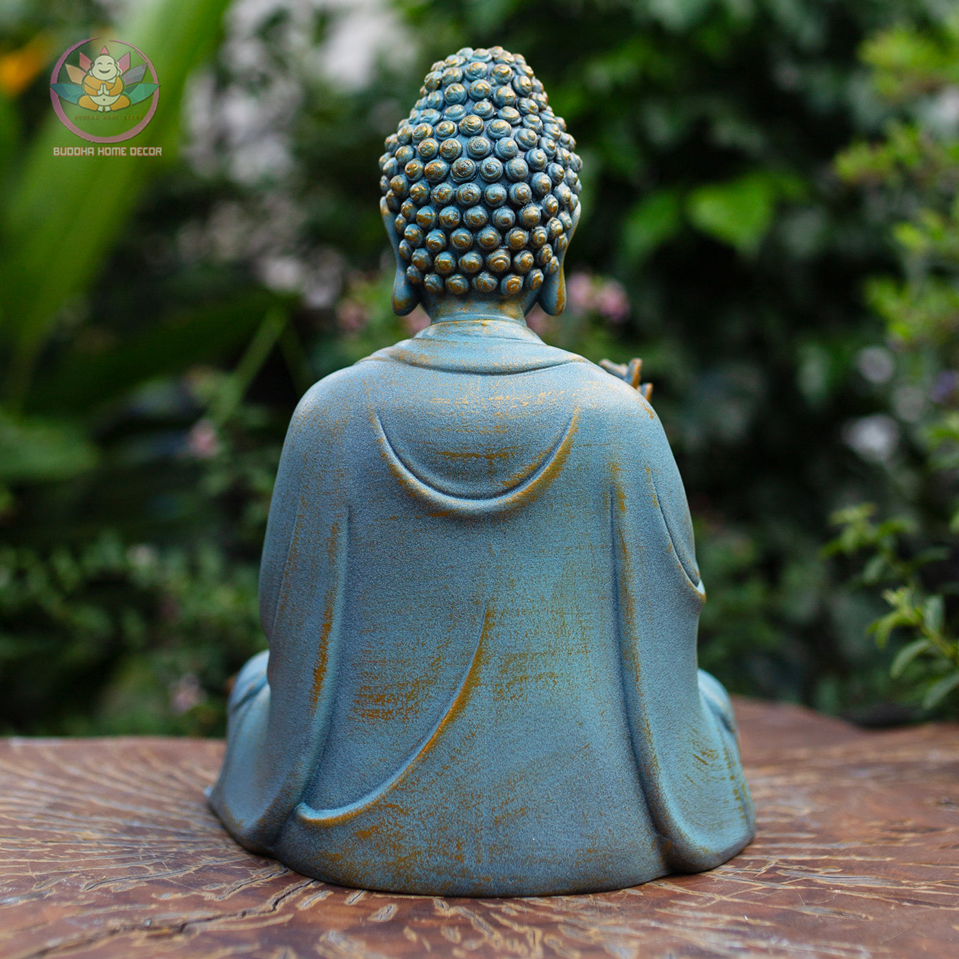 Handmade Blue Amitabha Buddha Statue – Meditation Decor, Zen Garden Sculpture, Spiritual Home Altar, Resin Figurine - 11.8" (30cm)