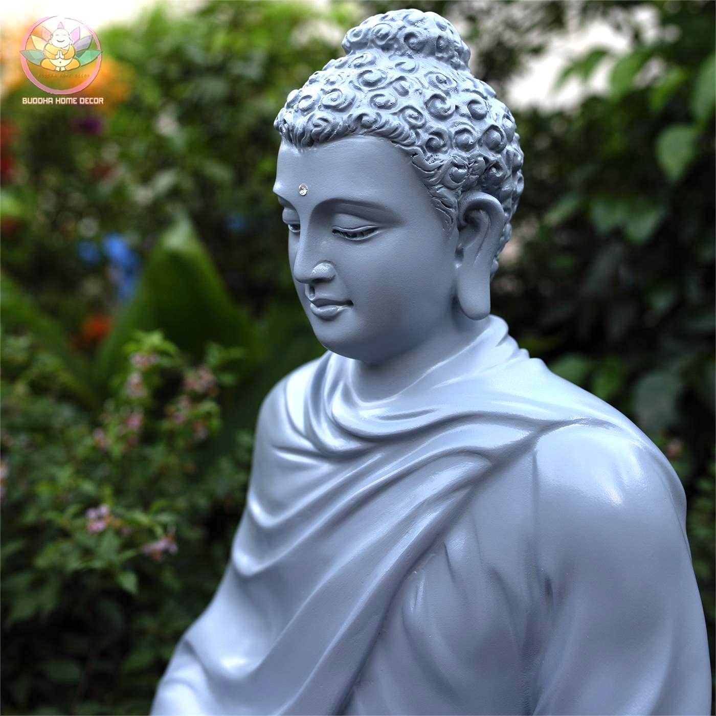 Blue Shakyamuni Buddha Statue – 19.7" (50cm) Meditation Pose | Gloss Resin Sculpture | Handcrafted Buddhist Decor from Vietnam
