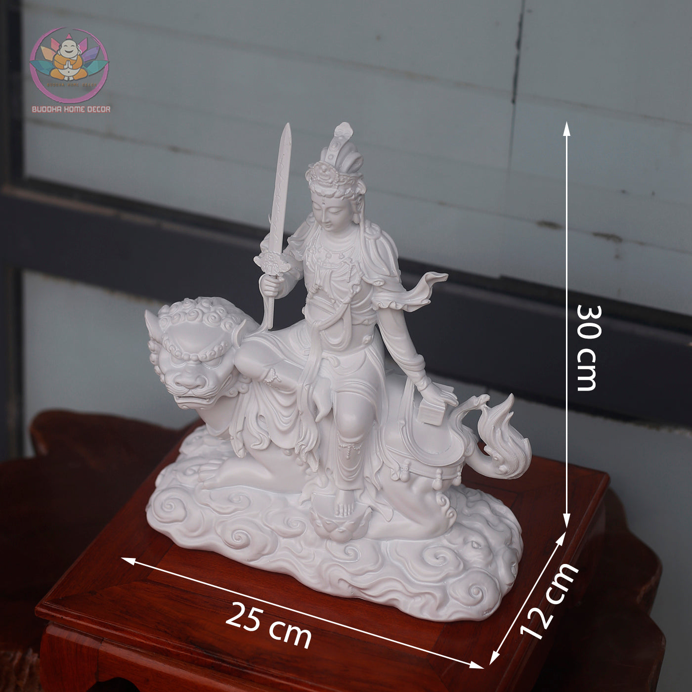 Manjushri & Samantabhadra Statue Set 11.8” | Buddhist Deity Figurines | Resin Sculpture for Altar, Zen Home, Meditation Decor