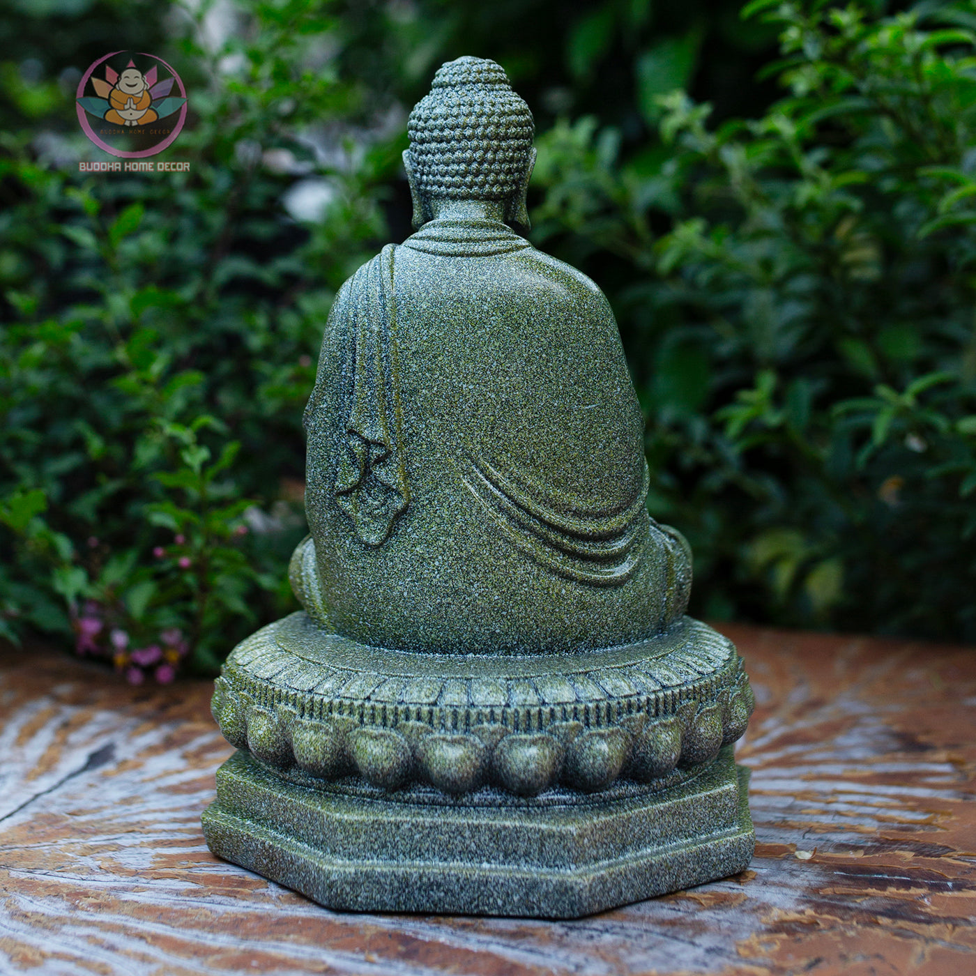 Shakyamuni Buddha Statue | Composite Resin and Stone Powder | Granite Stone Finish | Seated Meditation Buddha on Lotus Pedestal
