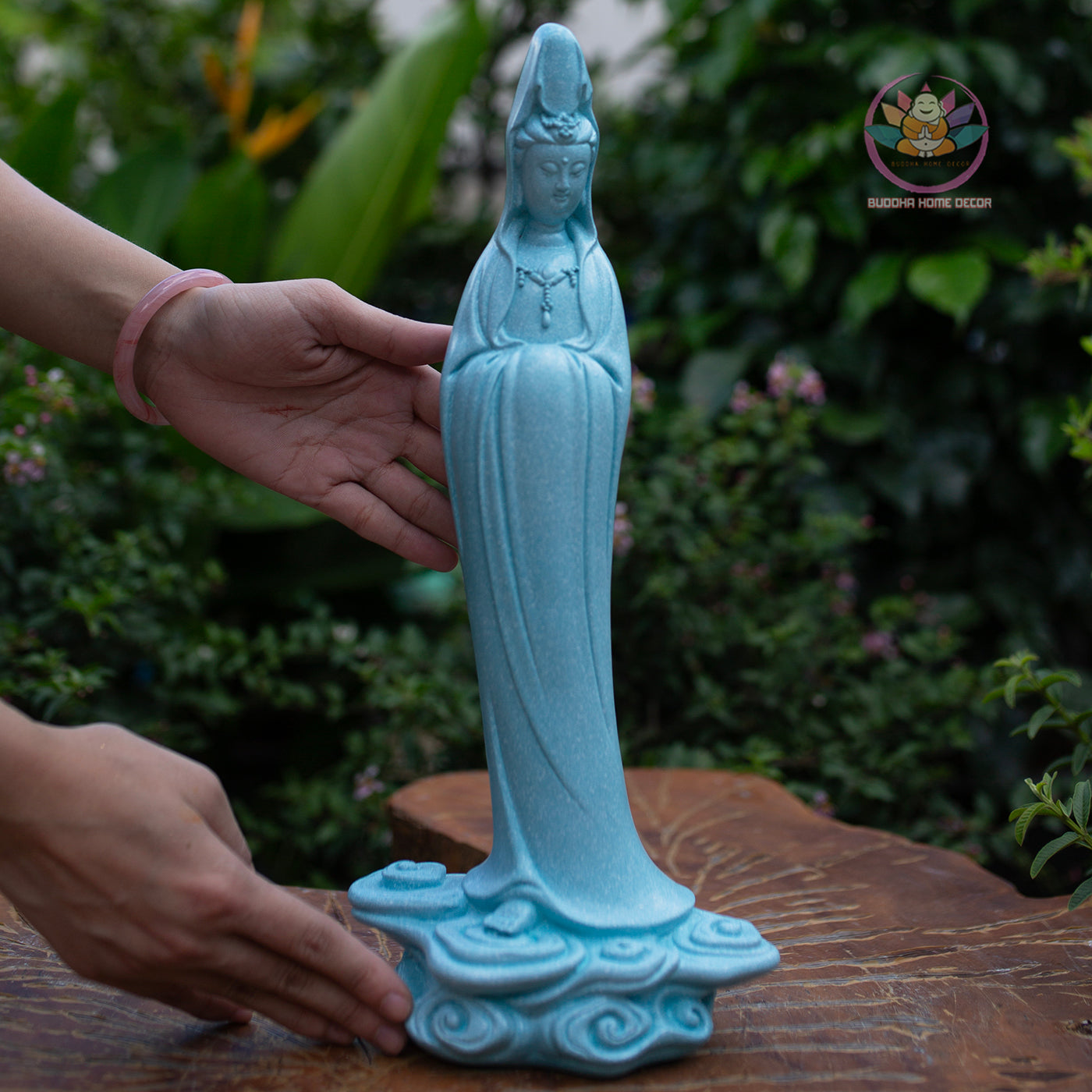 Guanyin Buddha Statue 15.7" Tall – Resin Kwan Yin Figurine, Goddess of Mercy Sculpture, Zen Home Decor, Spiritual Altar Gift