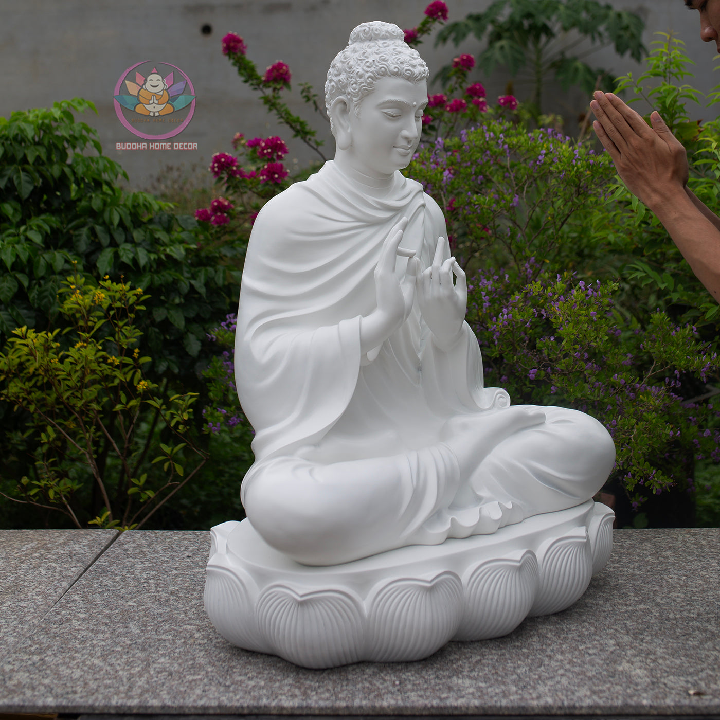 Large Shakyamuni Buddha Dharmachakra Statue, White Meditation Buddha Sculpture, Buddhist Altar Decor, Zen Home Statue, Spiritual Gift