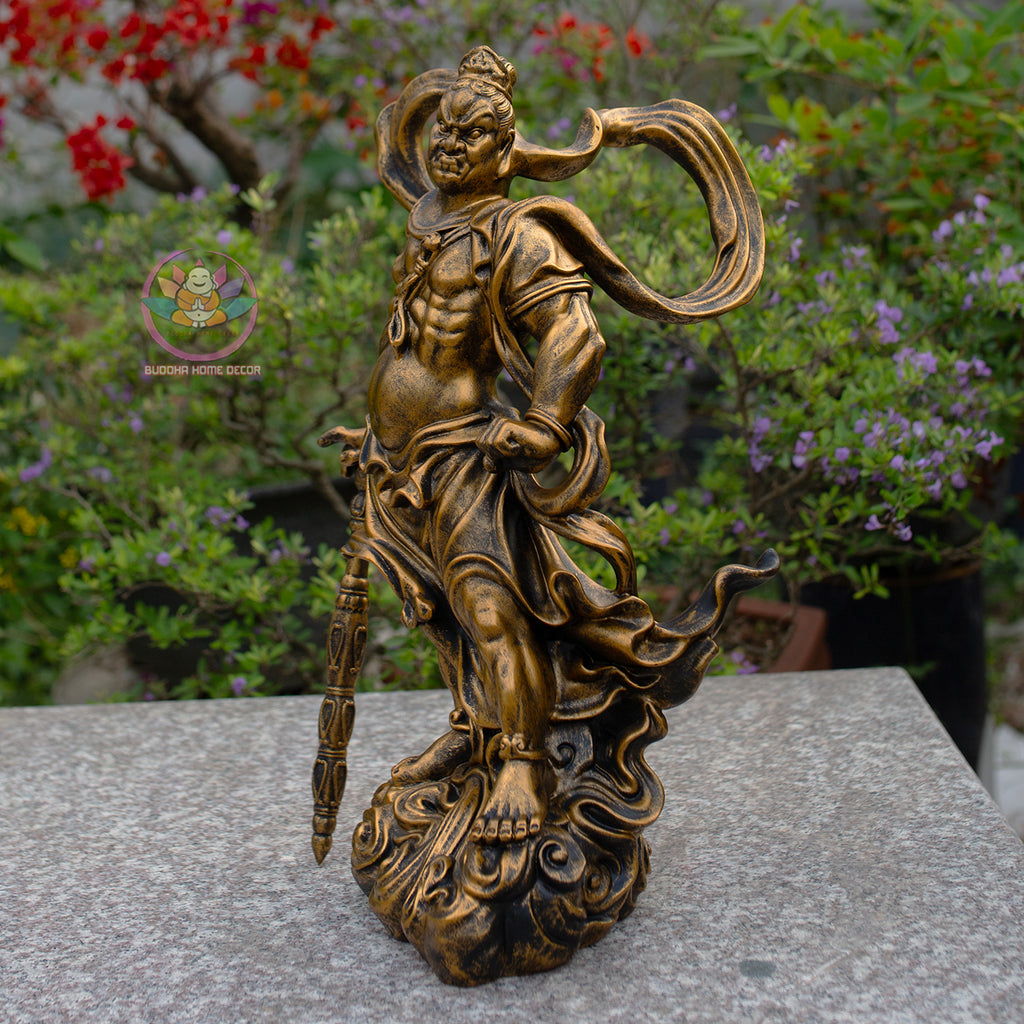 Antique Bronze Vajra Guardian Statues – Handmade Buddhist Temple Decor Set