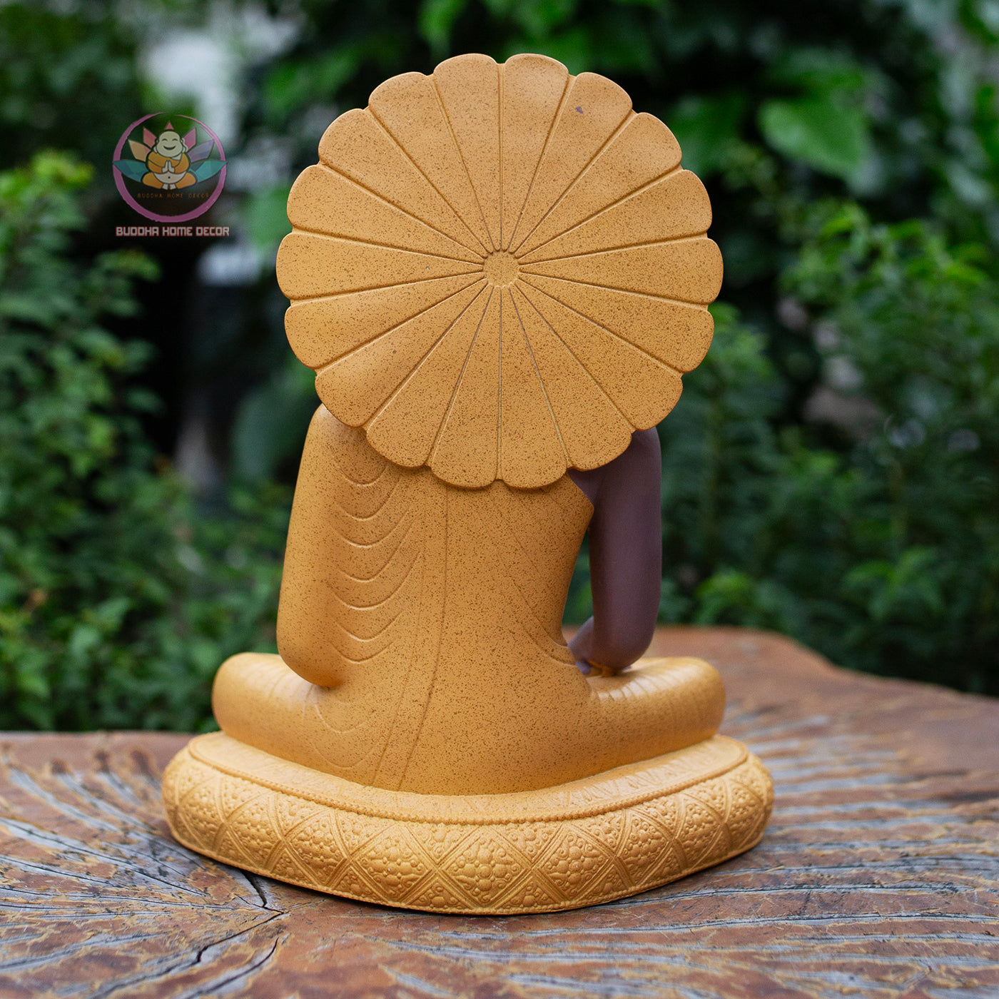 Jade Buddha Statue 9.4" – Resin & Stone Powder Seated Buddha with Halo