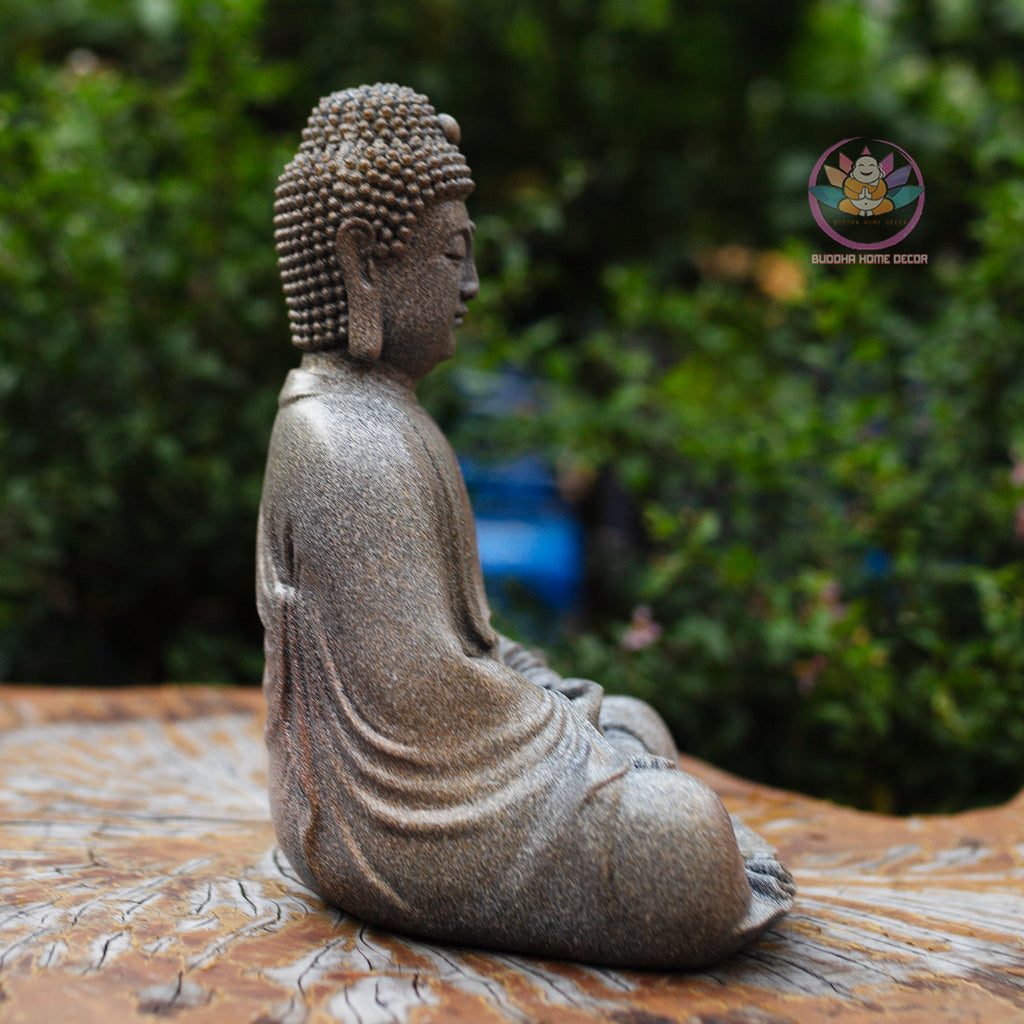 Shakyamuni Buddha Statue in Meditation – Serenity Resin Sculpture, Granite Stone Finish