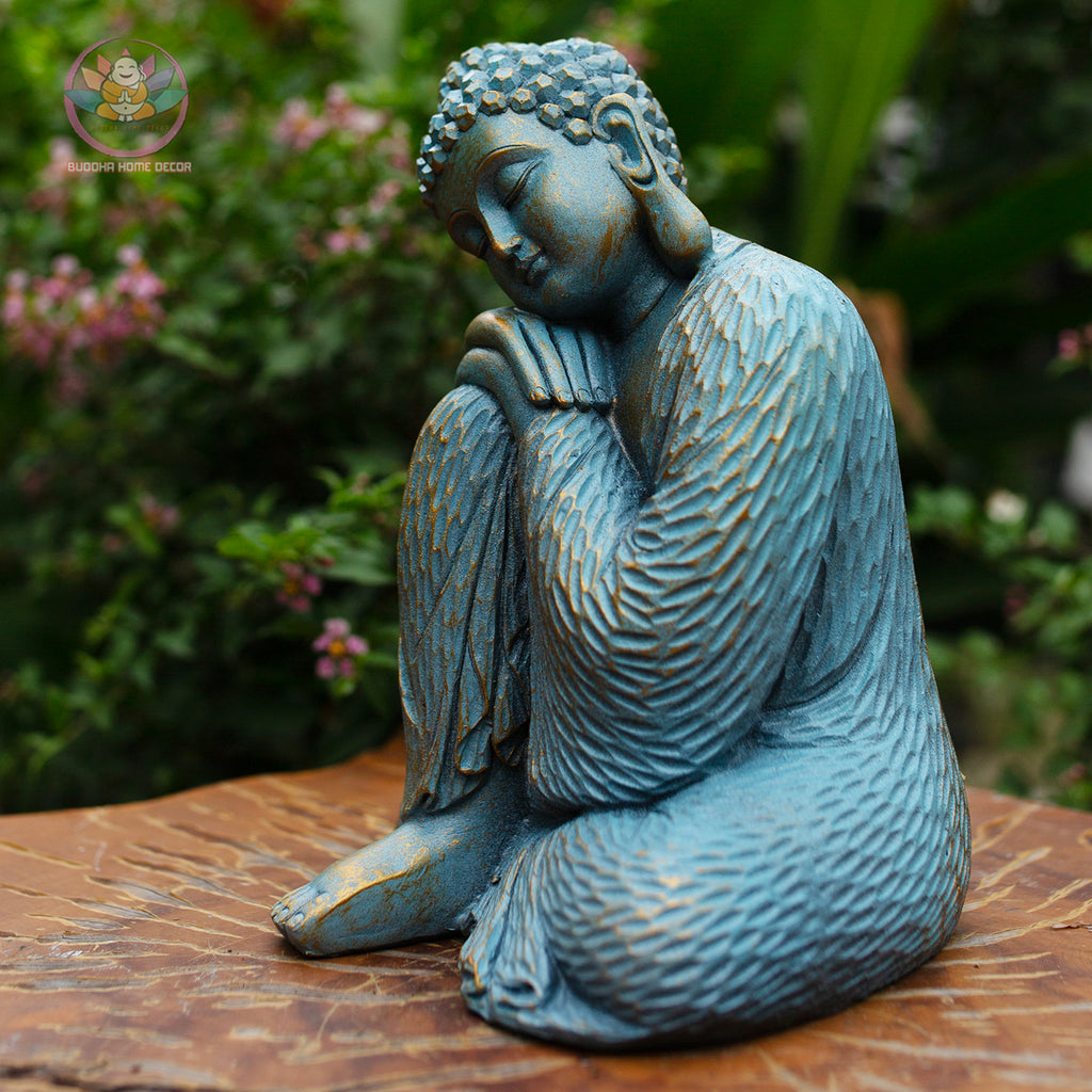 Blue Resting Buddha Statue | Peaceful Buddha Figurine | Zen Home & Garden Decor | Meditation, Yoga Studio, Altar Gift