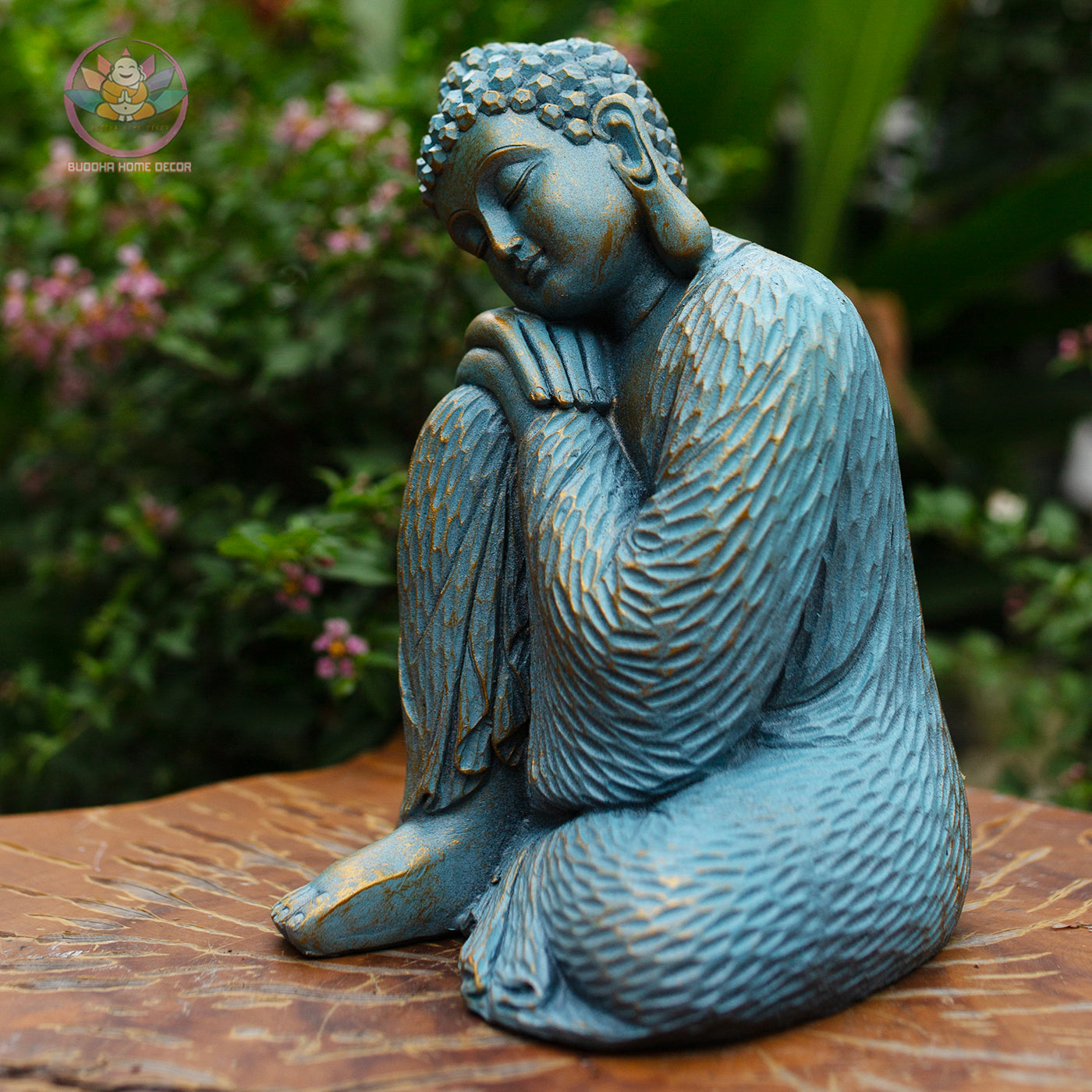 Blue Resting Buddha Statue | Peaceful Buddha Figurine | Zen Home & Garden Decor | Meditation, Yoga Studio, Altar Gift