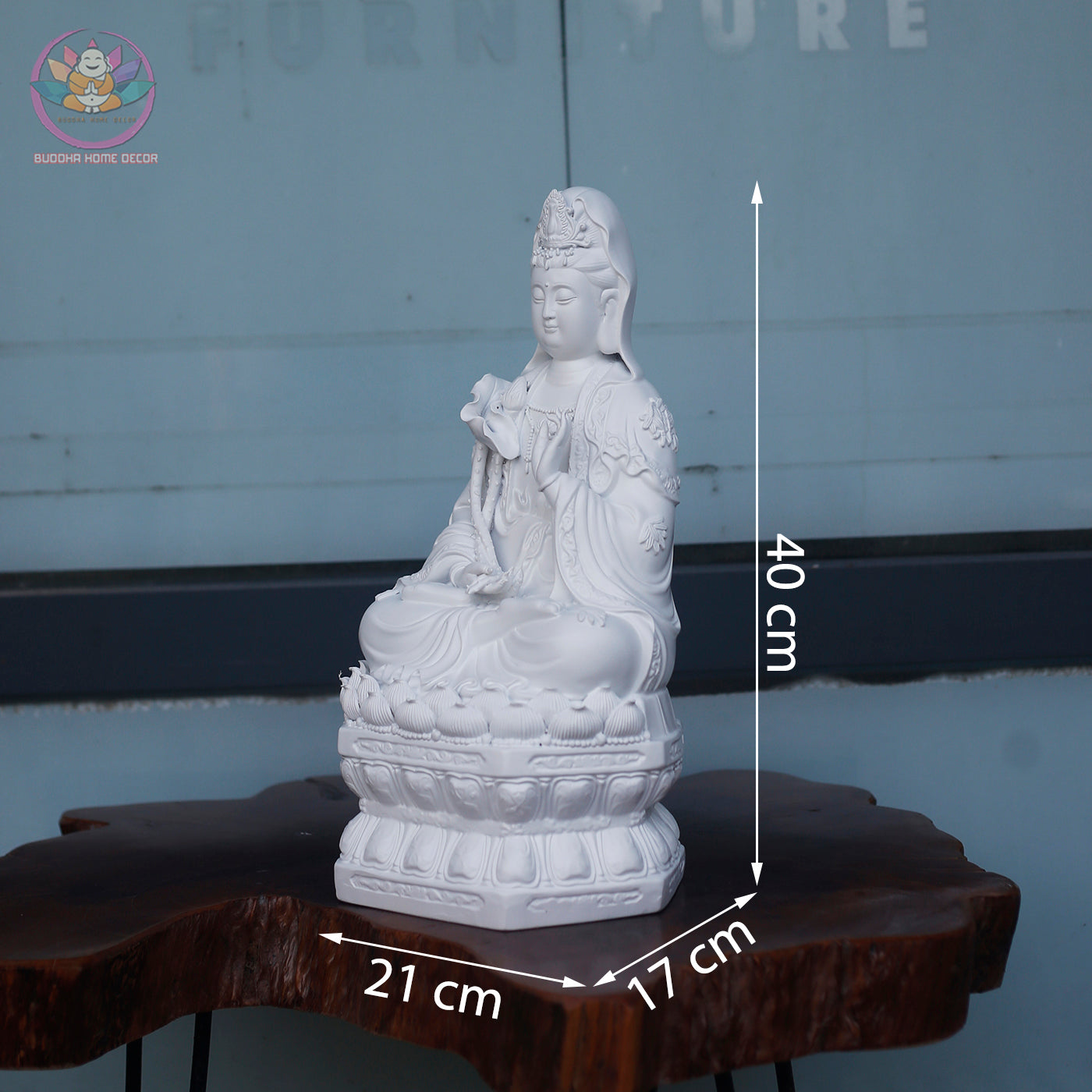 Seishi Bodhisattva Statue 15.7” | Mahasthamaprapta Figurine | Resin Sculpture for Altar, Zen Home, Meditation, Buddhist Gift