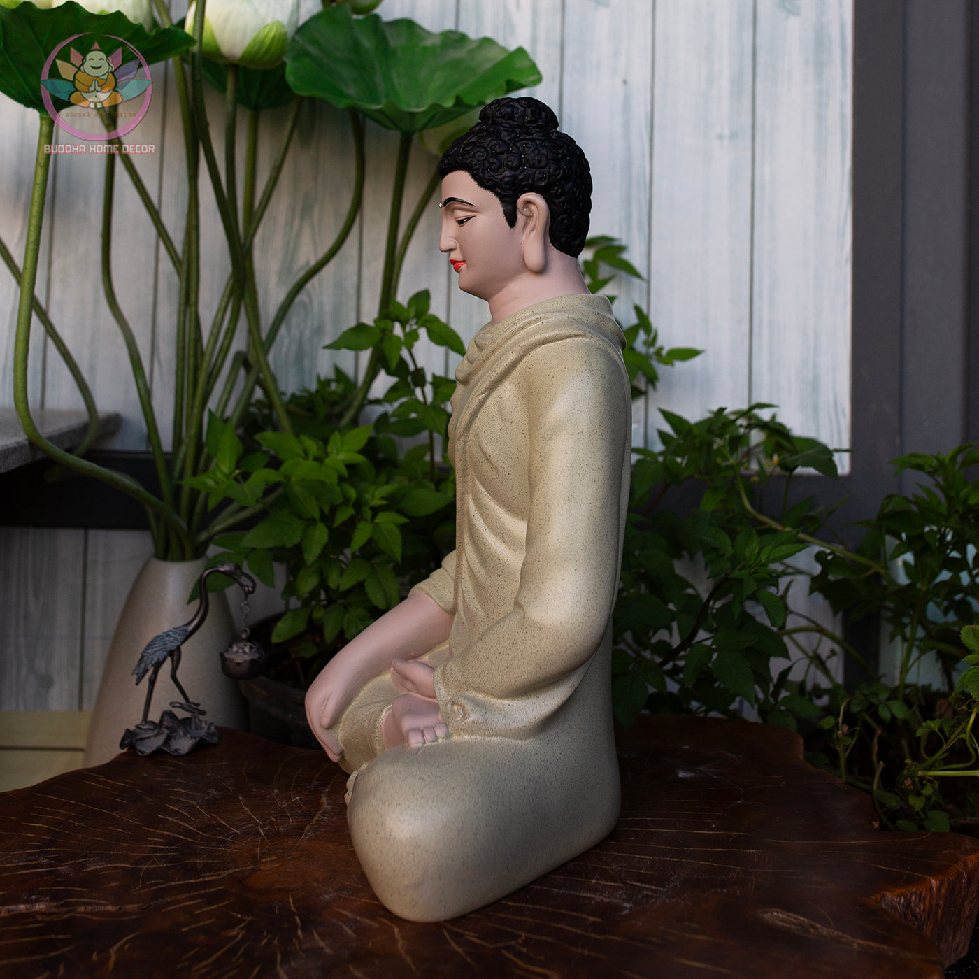 Granite-Look Buddha Statue – Shakyamuni in Meditation | 3D Printed & Hand-Finished | 18.1" Resin Sculpture | Vietnamese Handmade Altar Decor