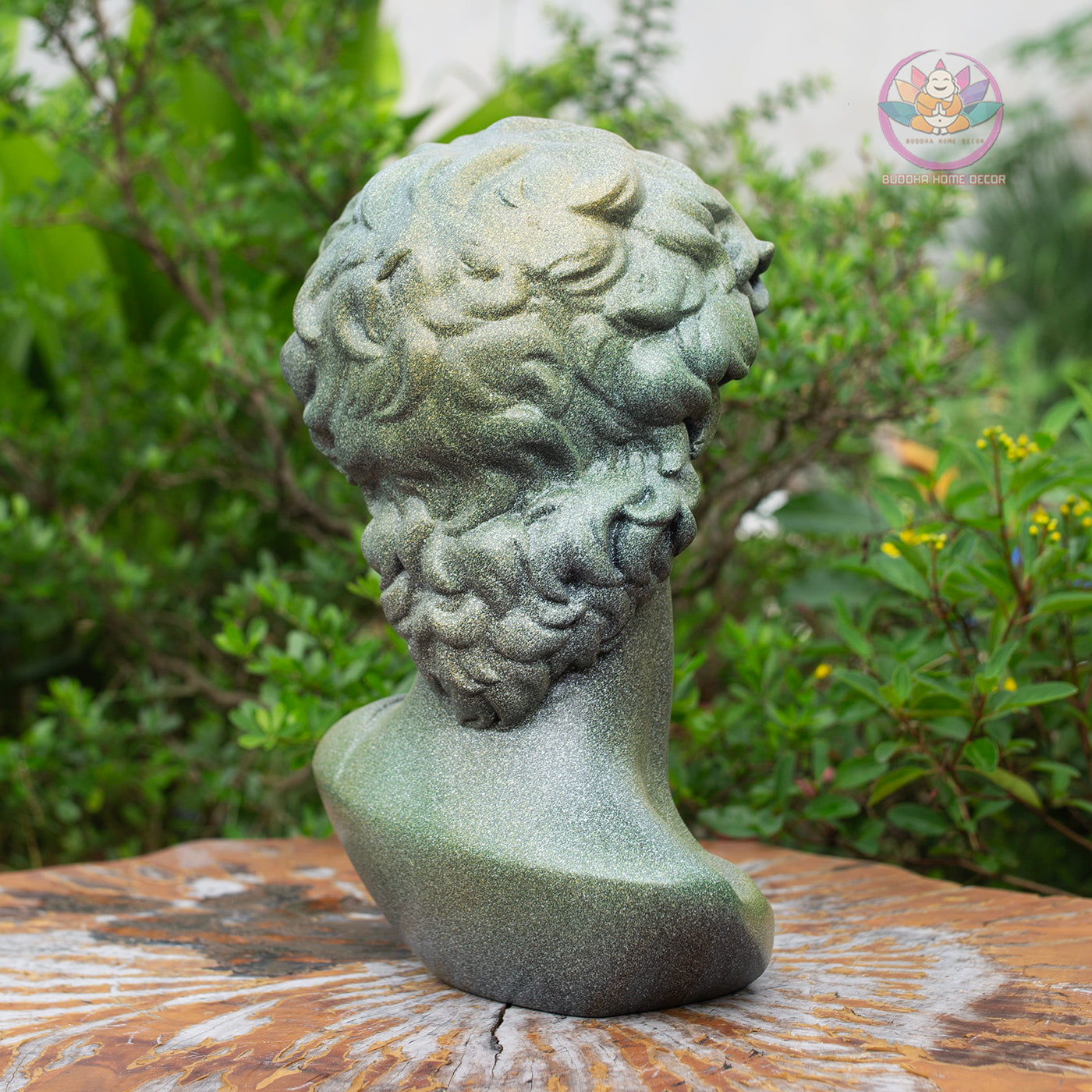 Green Stone Finish David Bust Sculpture: Renaissance Art Decor (30cm) | Roman Bust