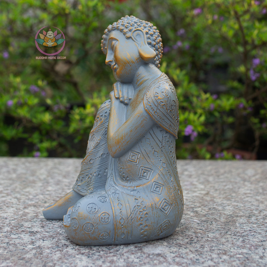 Antique bronze blue Sleeping Buddha Statue for Home Decor – Handmade Zen Buddha Sculpture