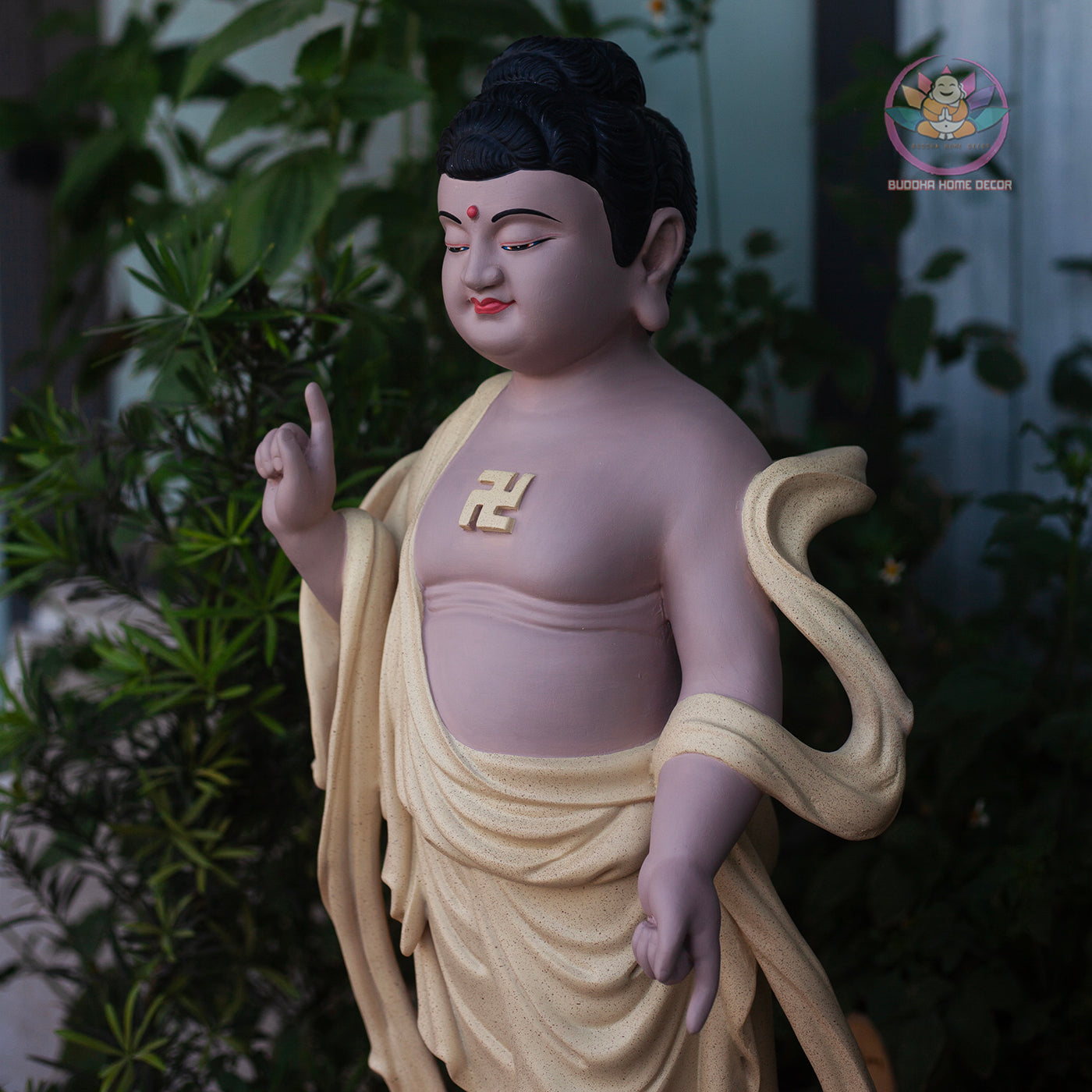 Baby Buddha Statue 27.5" – Resin Prince Siddhartha Birth of Buddha Sculpture, Phật Đản Sanh Figurine, Vesak Altar Zen Home Decor