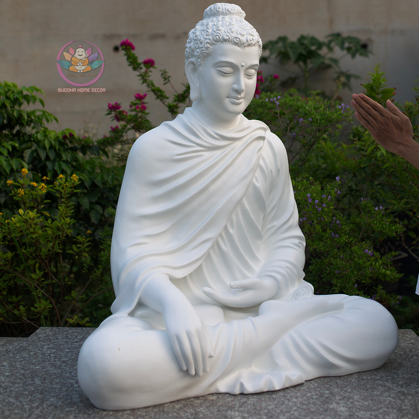 Large Shakyamuni Buddha Statue White, Meditation Buddha Sculpture, Zen Garden Decor, Minimalist Buddhist Art, Spiritual Home Decor