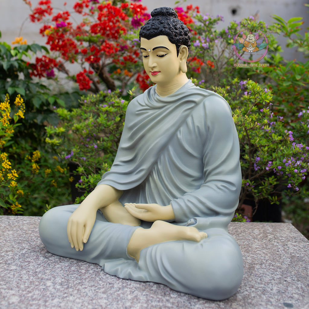 Shakyamuni Buddha Statue – Earth Touching Mudra – Hand-Painted Spiritual Decor