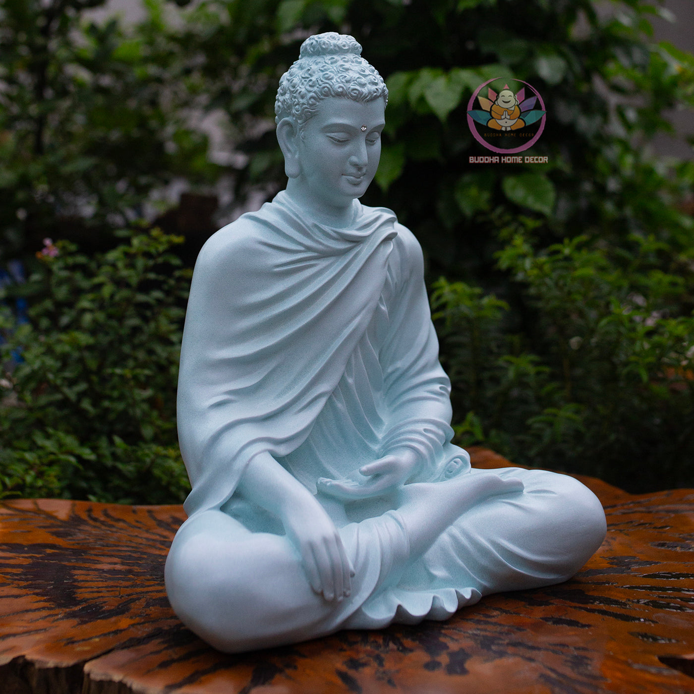 Shakyamuni Buddha Statue 14.5" – Greyish Teal Finish Seated Meditation Buddha