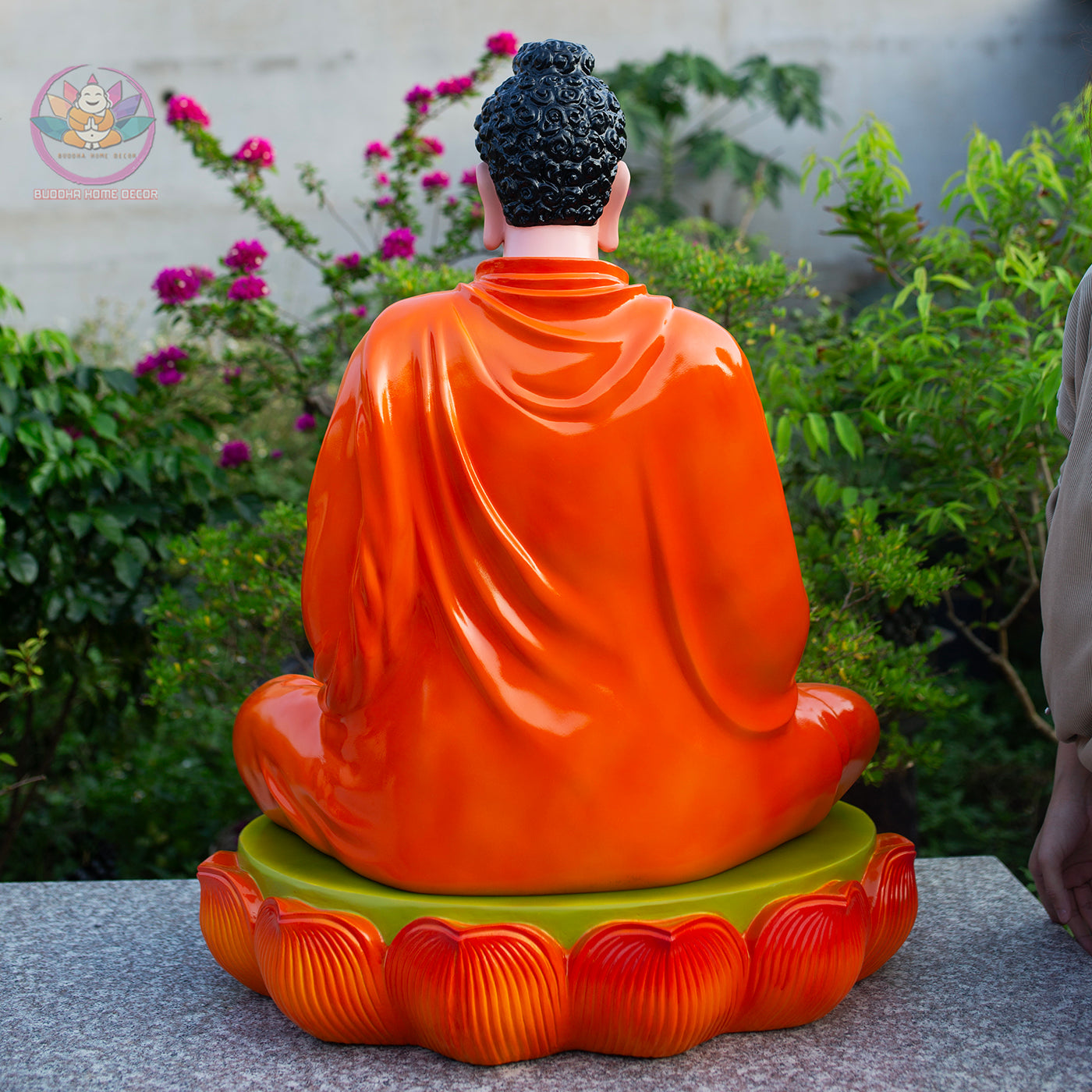 Shakyamuni Buddha Meditation Statue Orange Robe, Large Buddha Sculpture, Zen Decor, Buddhist Altar Statue, Spiritual Home Decor Gift