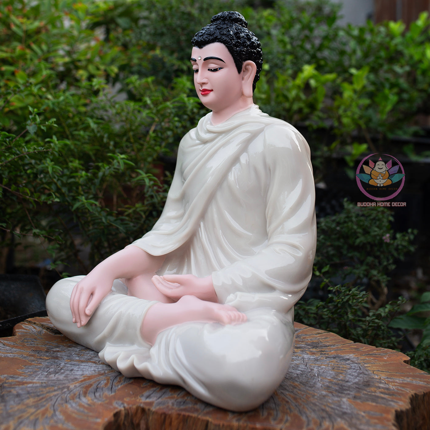 White Crystal Shakyamuni Buddha Statue – Handmade Meditation Buddha Decor