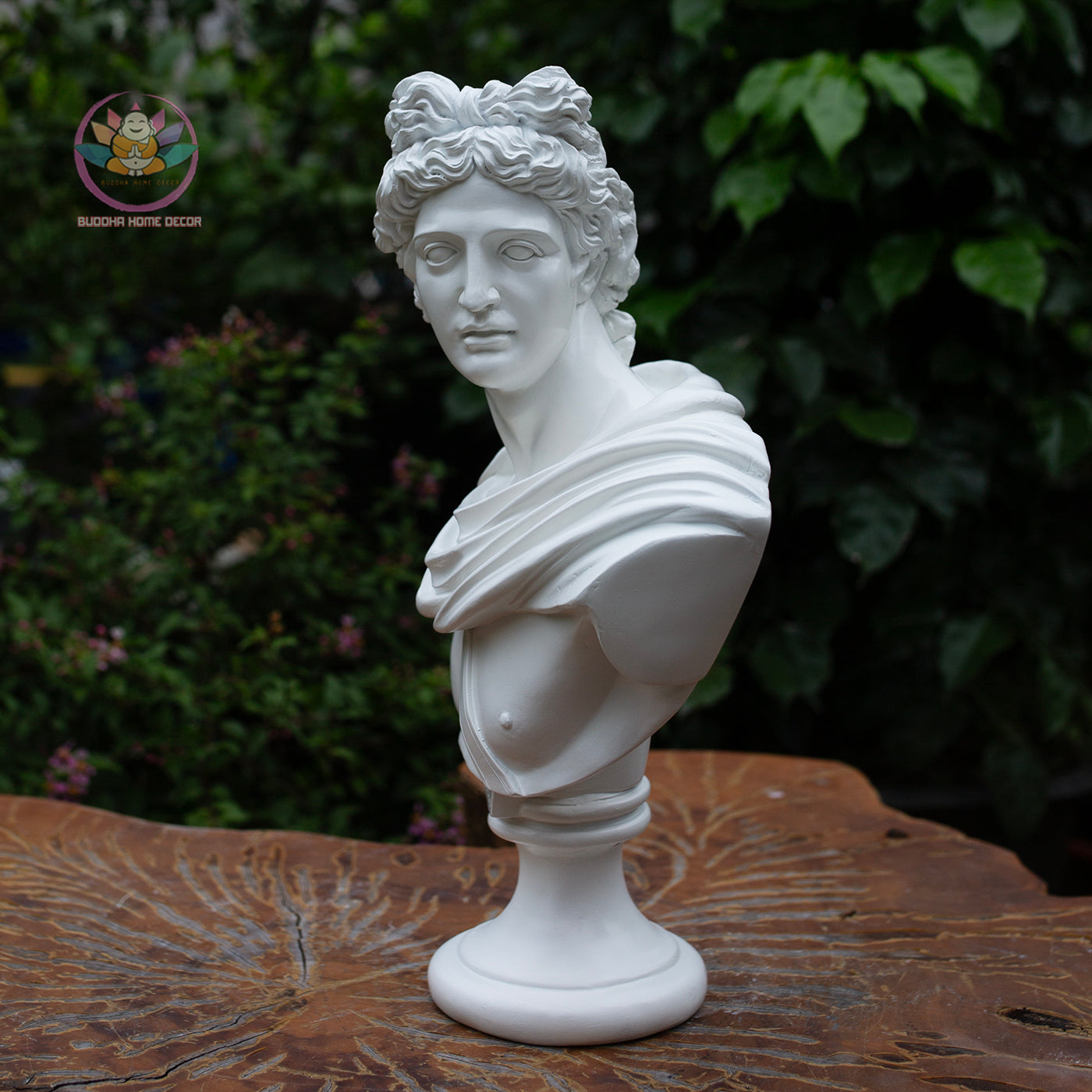 Apollo Bust Statue 13.8" – Greek God Composite Sculpture, Classical Greek Mythology Art Decor