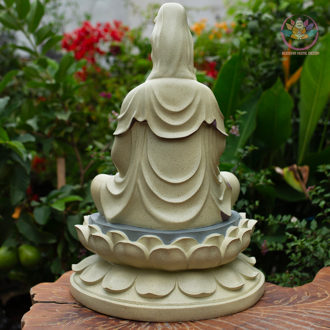 Large Quan Yin Statue on Lotus – Buddhist Goddess of Mercy, Guanyin Figurine for Home Altar & Meditation Decor (17.7”H x 12.2”W x 9.4”D)