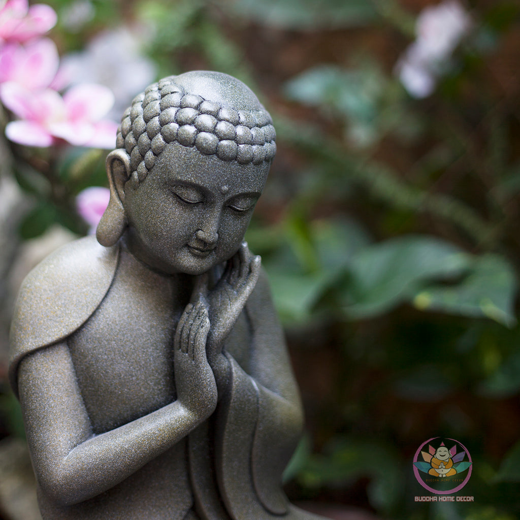 Modern Minimalist Peaceful Buddha - Zen Buddha Statue – 13.8" (35cm) | Stone-Effect Resin | Handmade Spiritual Decor from Vietnam