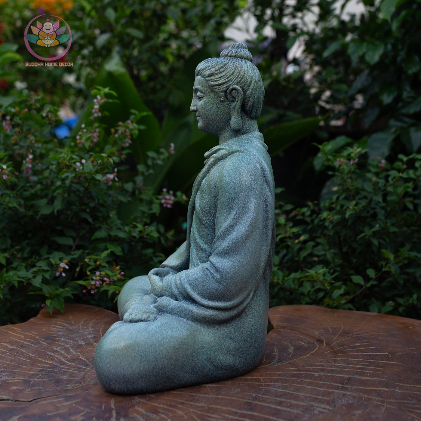 Granite-Style Buddha Statue – 13.8" (35cm) Meditation Pose | Stone-Look Resin Shakyamuni | Handcrafted Zen Decor from Vietnam