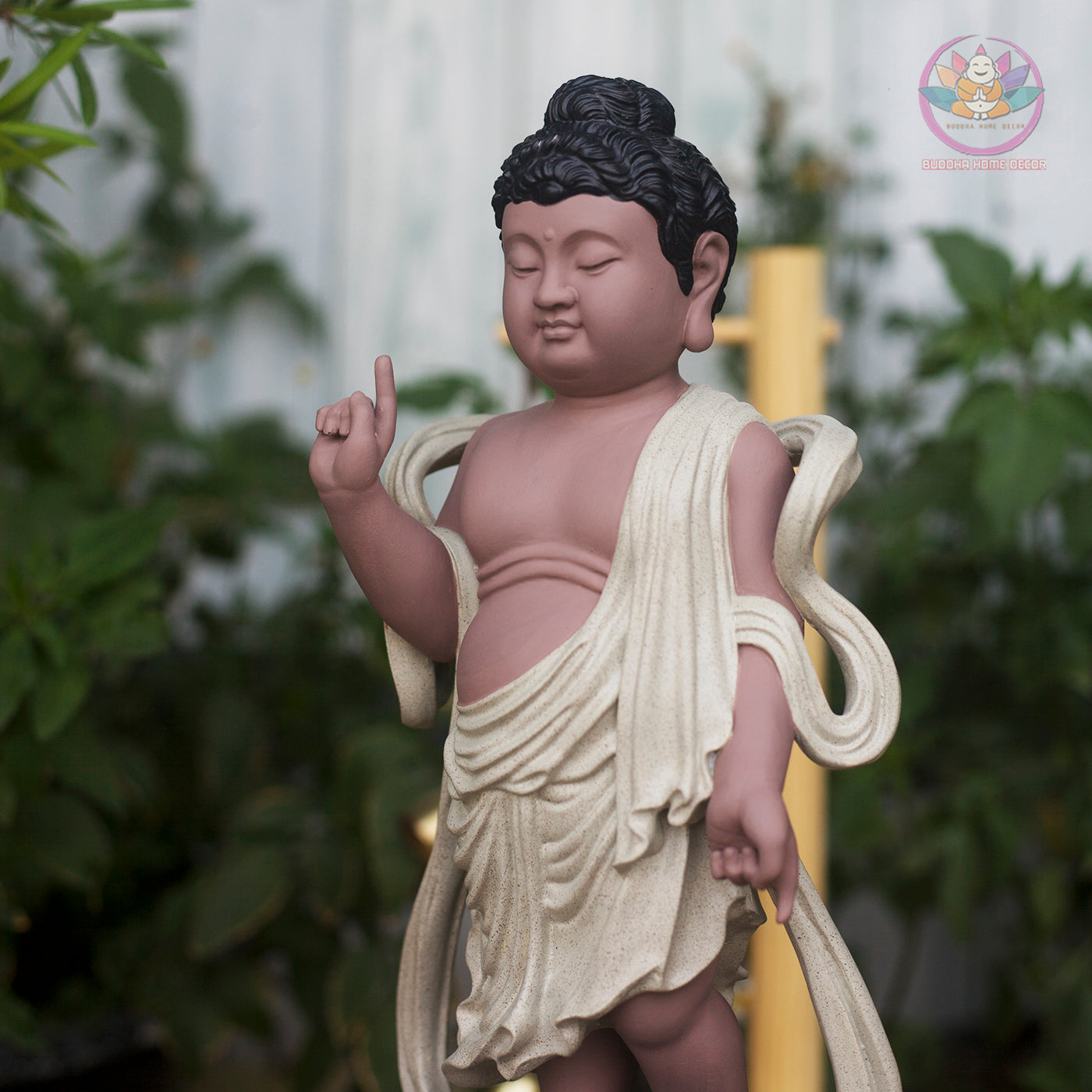 Baby Buddha Birth Statue – 15.7" Standing on Lotus | Resin Shakyamuni Nativity Sculpture | Vietnamese Buddhist Art