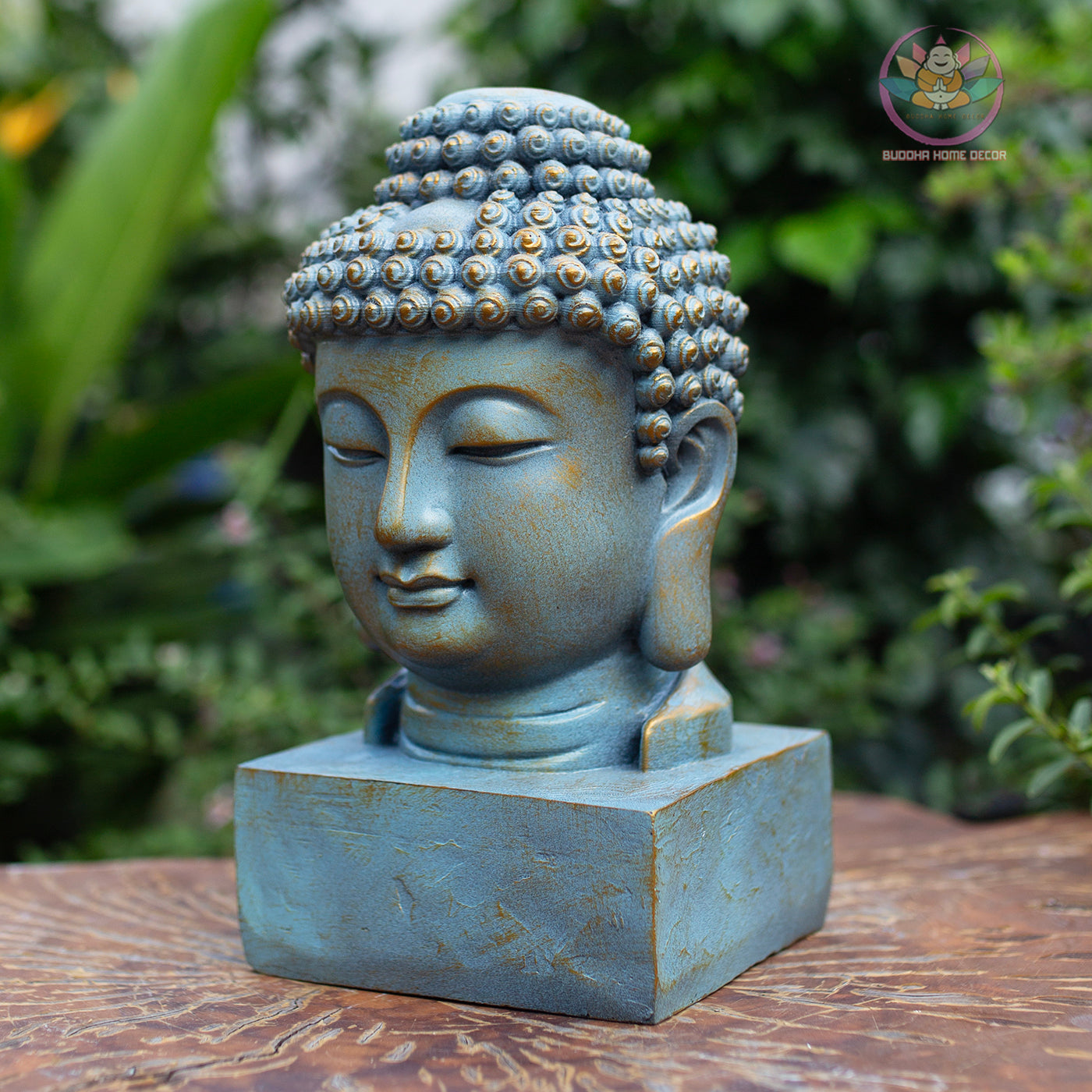 Blue Buddha Head Statue Resin Sculpture – Zen Home Decor, Meditation Altar Figurine, Yoga Studio Accent, Spiritual Gift