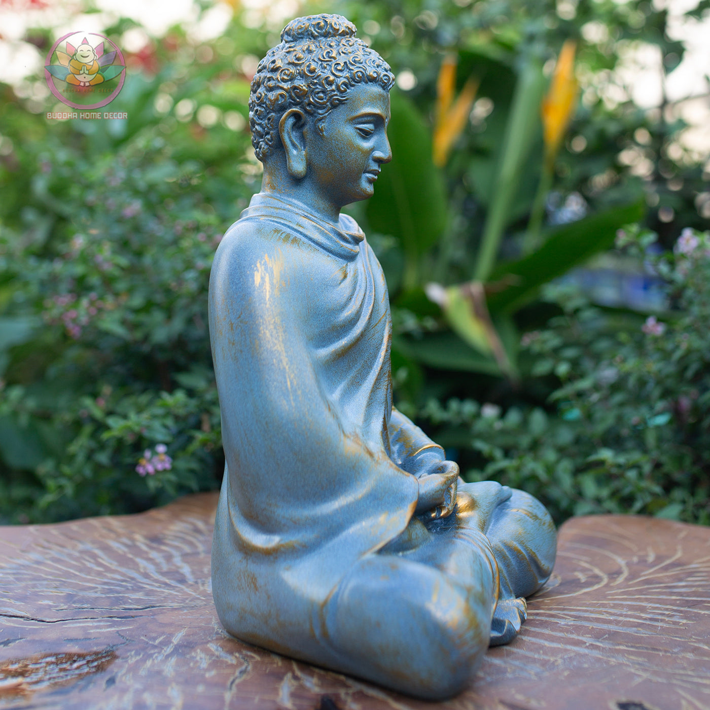 Large Blue Buddha Statue 13.8” | Meditating Buddha Figurine | Resin Sculpture for Altar, Zen Garden, Yoga Studio, Spiritual Gift