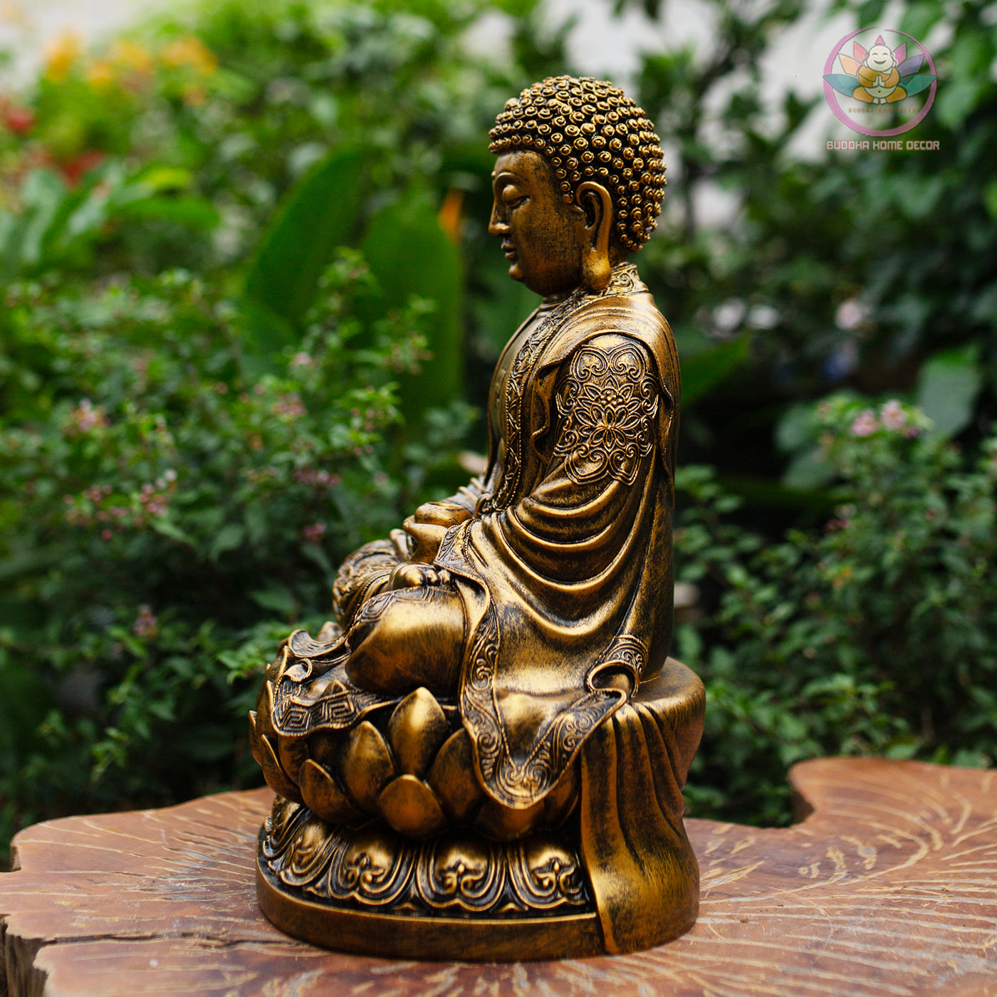 Amitabha Buddha Statue – Antique Bronze Resin Sculpture – Zen Meditation Decor, Buddhist Altar Ornament, Spiritual Gift