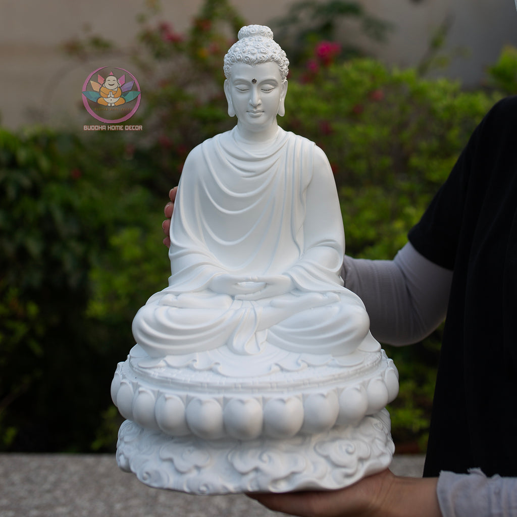 Shakyamuni Buddha Lotus Statue, Meditation Buddha Sculpture, Zen Buddhist Home Decor, Dhyana Mudra Buddha, Spiritual Altar Statue