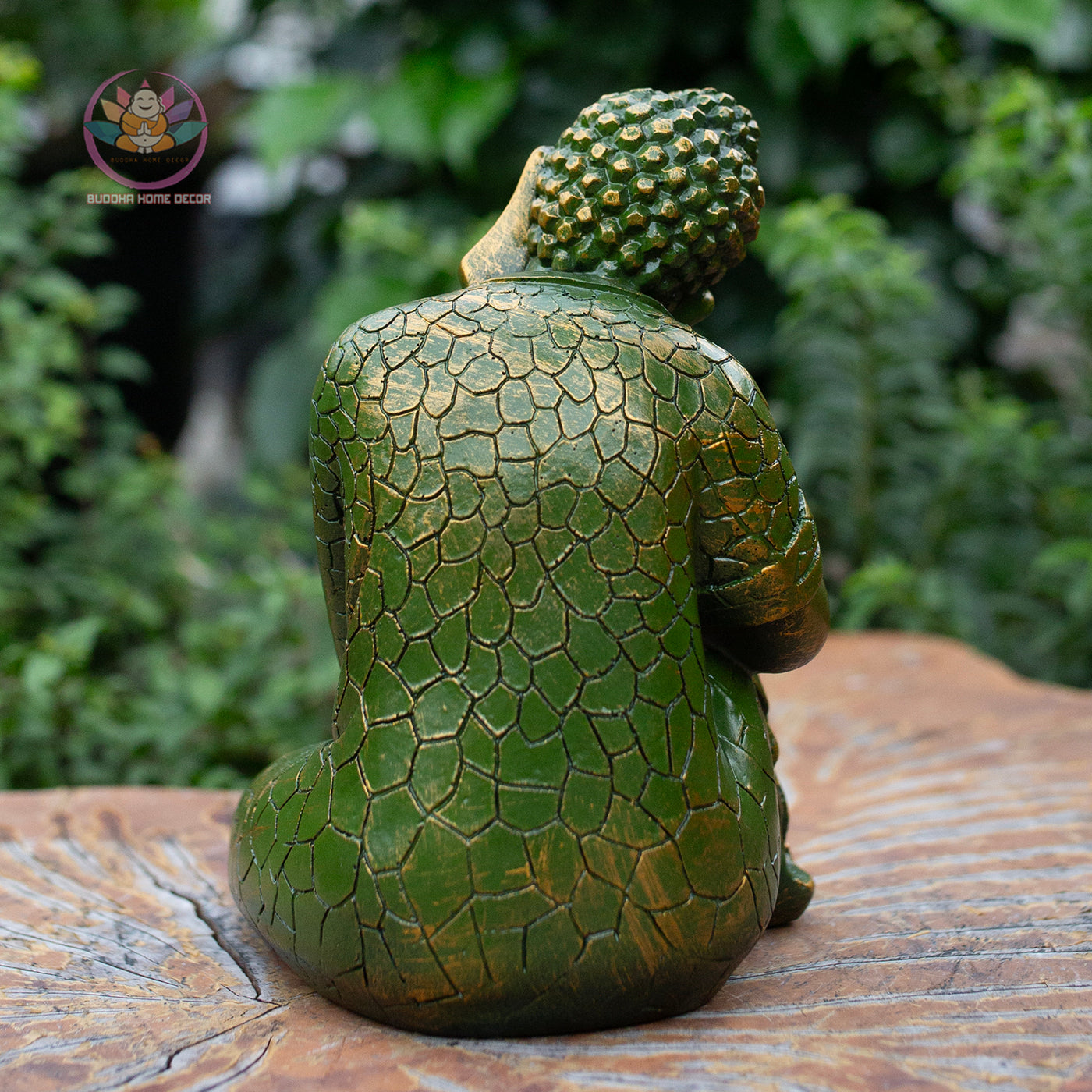 Resting Buddha Statue 7.9" – Green Gold Finish Peaceful Sleeping Buddha Figurine