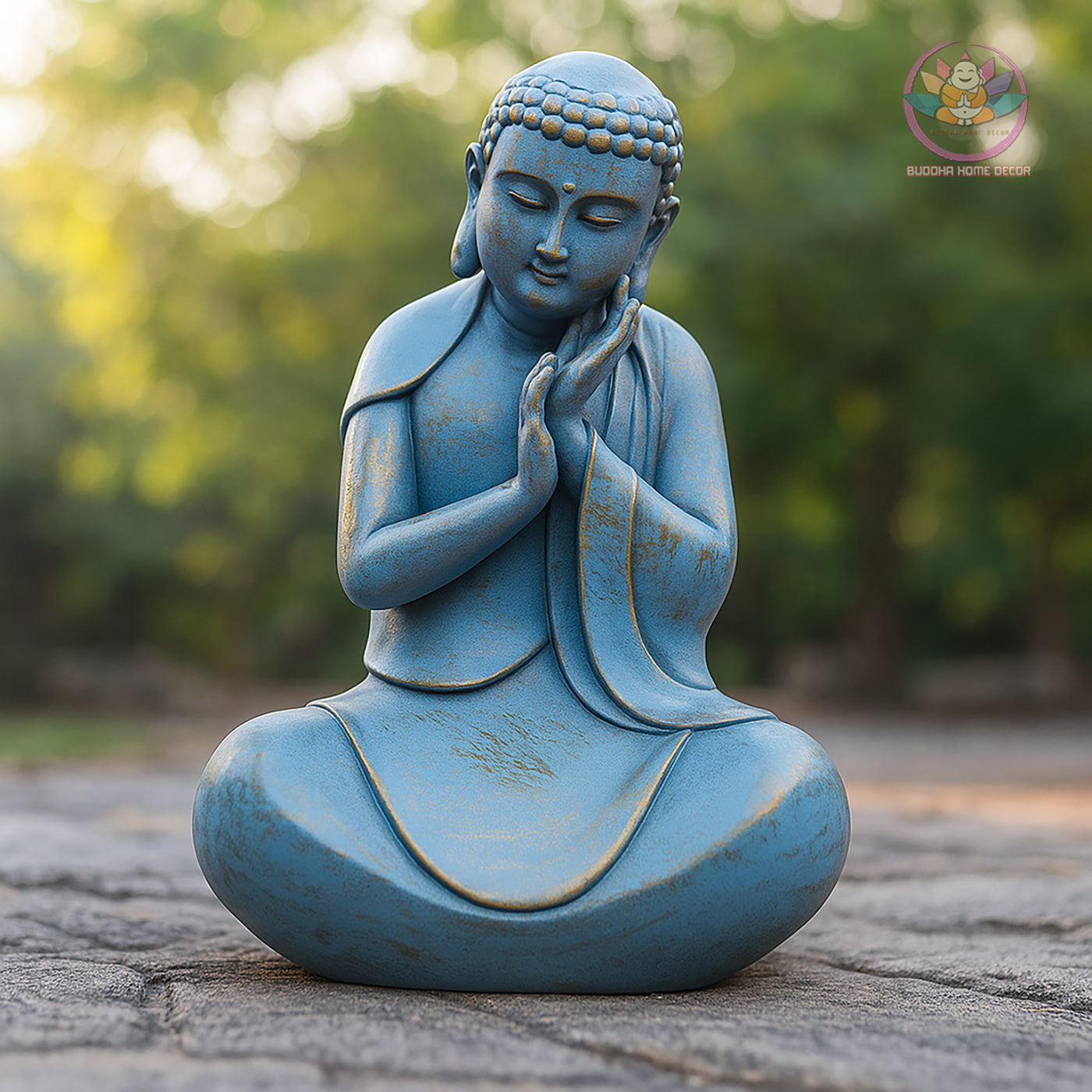 Peaceful Buddha Statue – Blue Serenity Resin Sculpture – Zen Meditation Decor, Buddhist Altar Ornament, Mindfulness Spiritual Gift