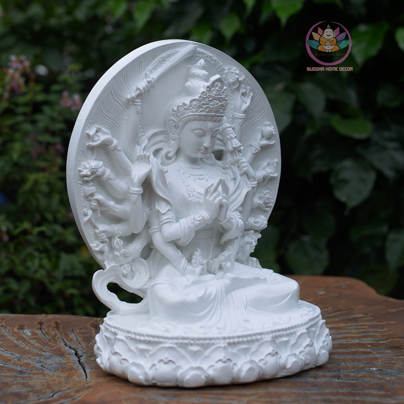 Cundi Bodhisattva Statue 9.4" – White Resin Multi-Armed Buddha for Home & Altar Decor