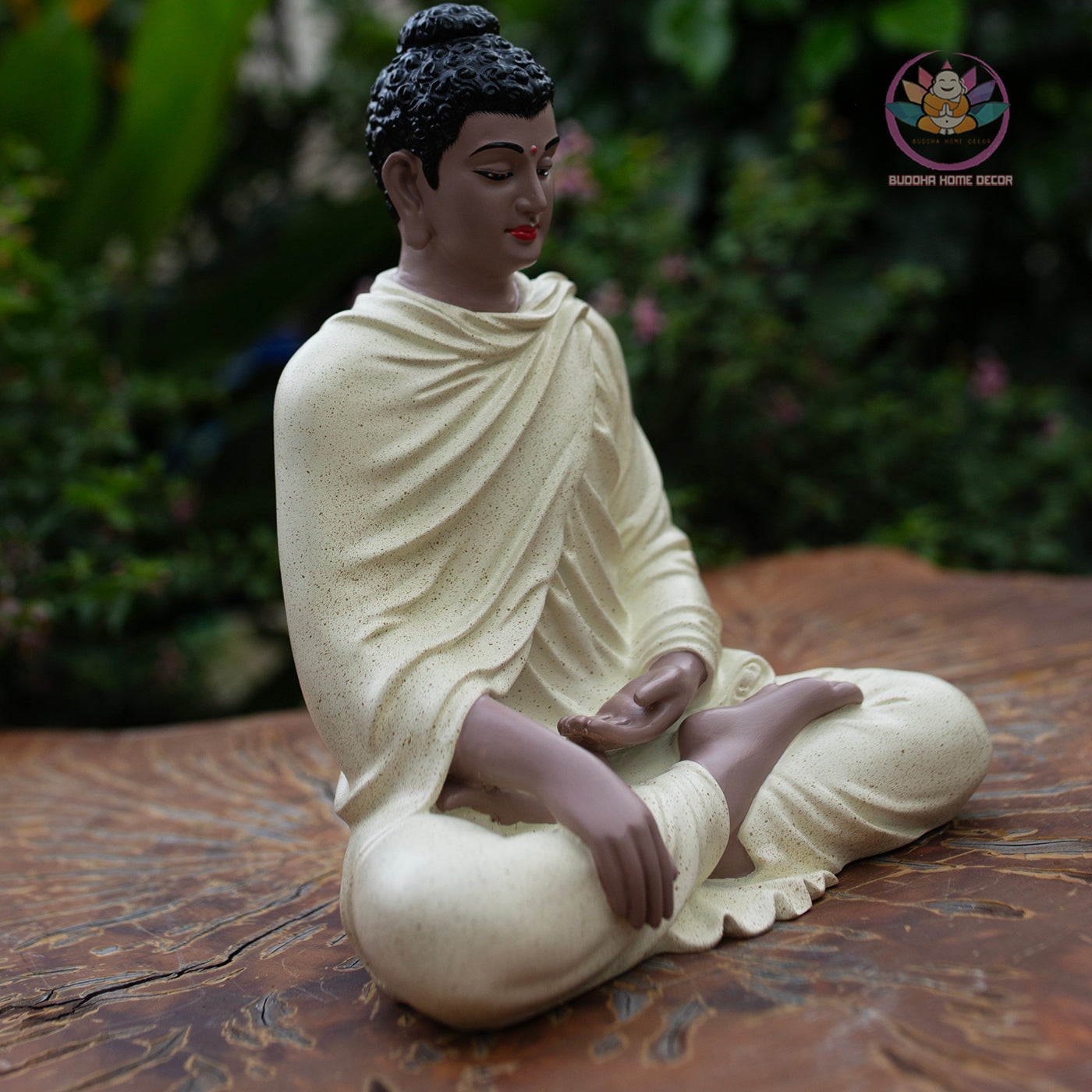 Yellow Buddha Statue 9.4" – Ceramic-Style Resin Meditation Figurine, Shakyamuni Sculpture, Zen Buddhist Altar Decor, Spiritual Gift