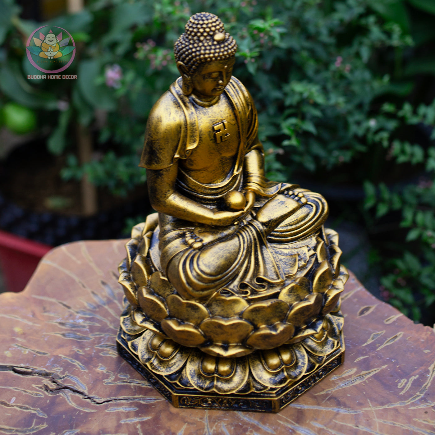 Medicine Buddha Statue – Antique Bronze Resin Sculpture – Healing Buddha, Zen Meditation Decor, Buddhist Altar Ornament, Spiritual Gift