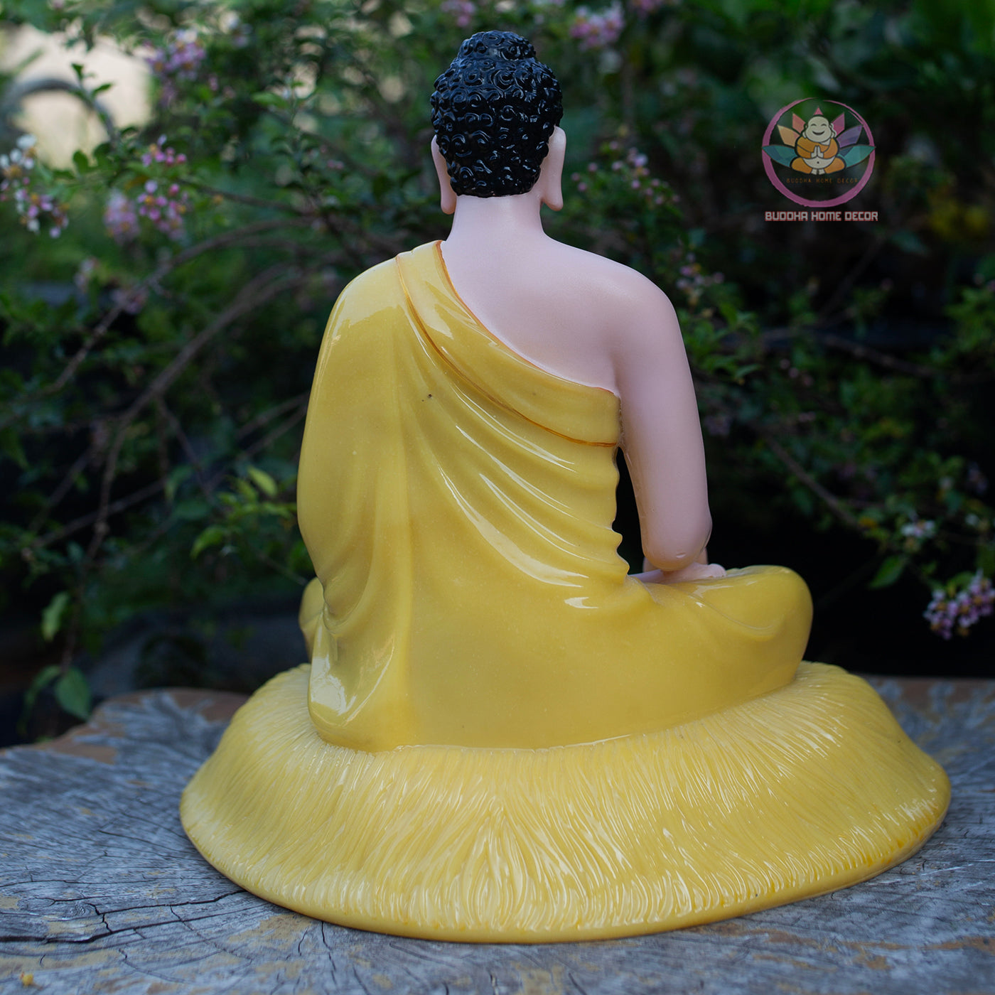 Shakyamuni Buddha Statue Yellow Stone Finish, Meditation Buddha Sculpture, Zen Buddhist Decor, Dhyana Mudra Buddha, Spiritual Home Altar Statue