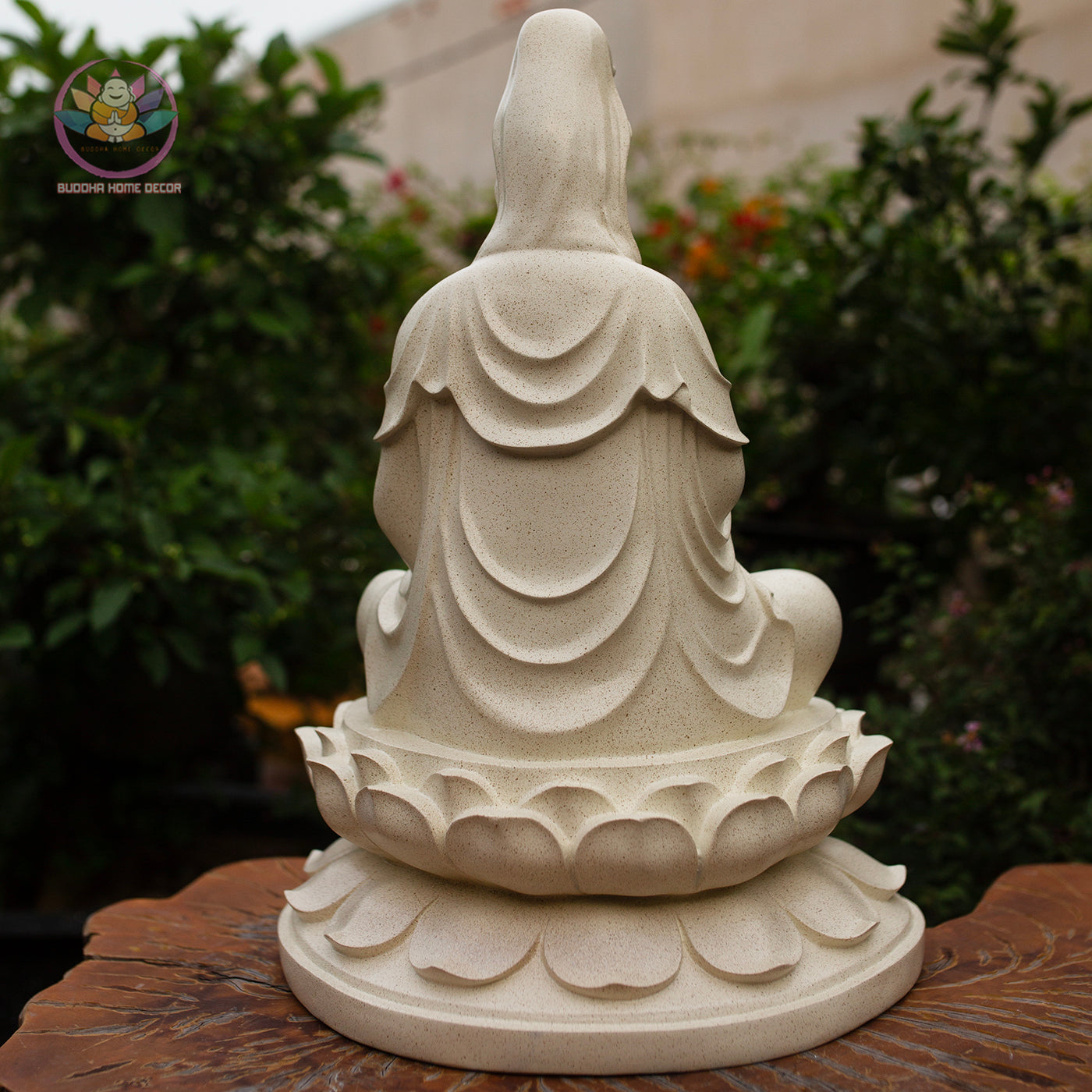 Guanyin Bodhisattva Statue 17.7" – Kwan Yin Seated on Lotus Pedestal, Goddess of Mercy Sculpture
