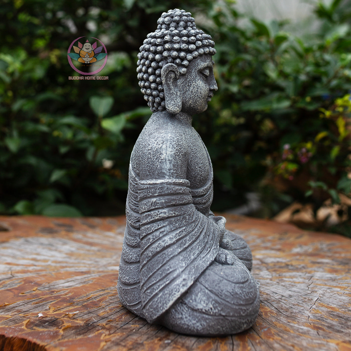 Shakyamuni Buddha Statue 9.4" | Composite Resin and Stone Powder | Antique Stone Finish