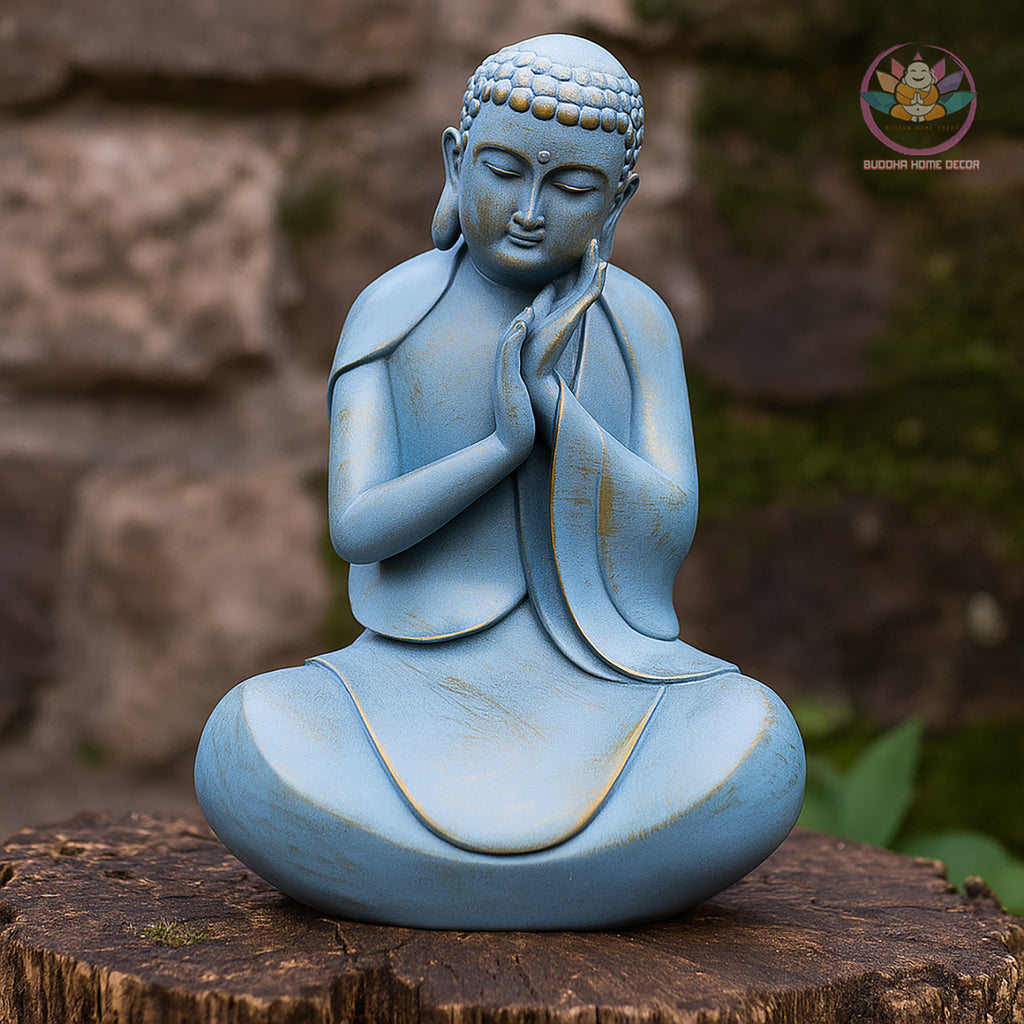 Peaceful Buddha Statue – Blue Serenity Resin Sculpture – Zen Meditation Decor, Buddhist Altar Ornament, Mindfulness Spiritual Gift