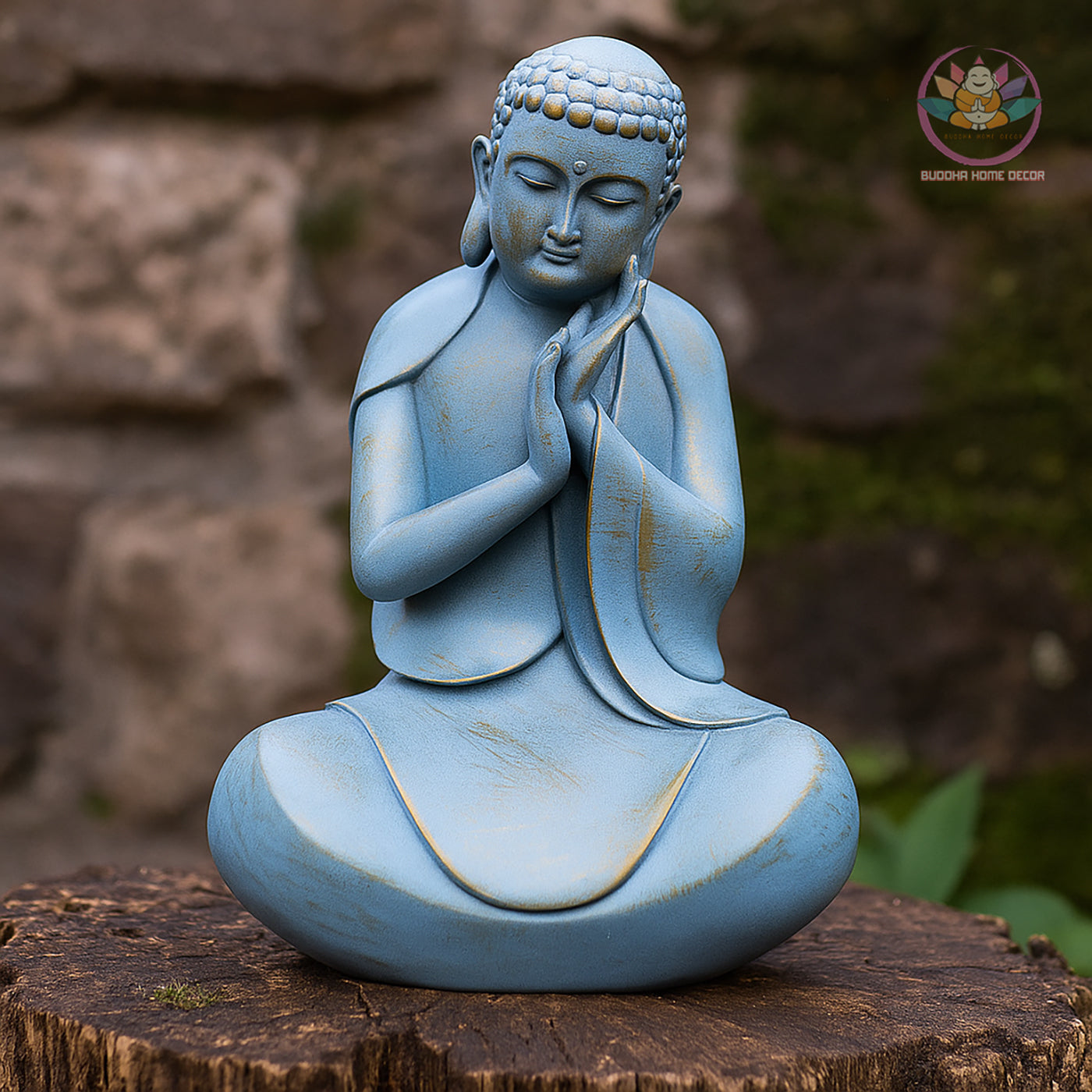 Peaceful Buddha Statue – Blue Serenity Resin Sculpture – Zen Meditation Decor, Buddhist Altar Ornament, Mindfulness Spiritual Gift