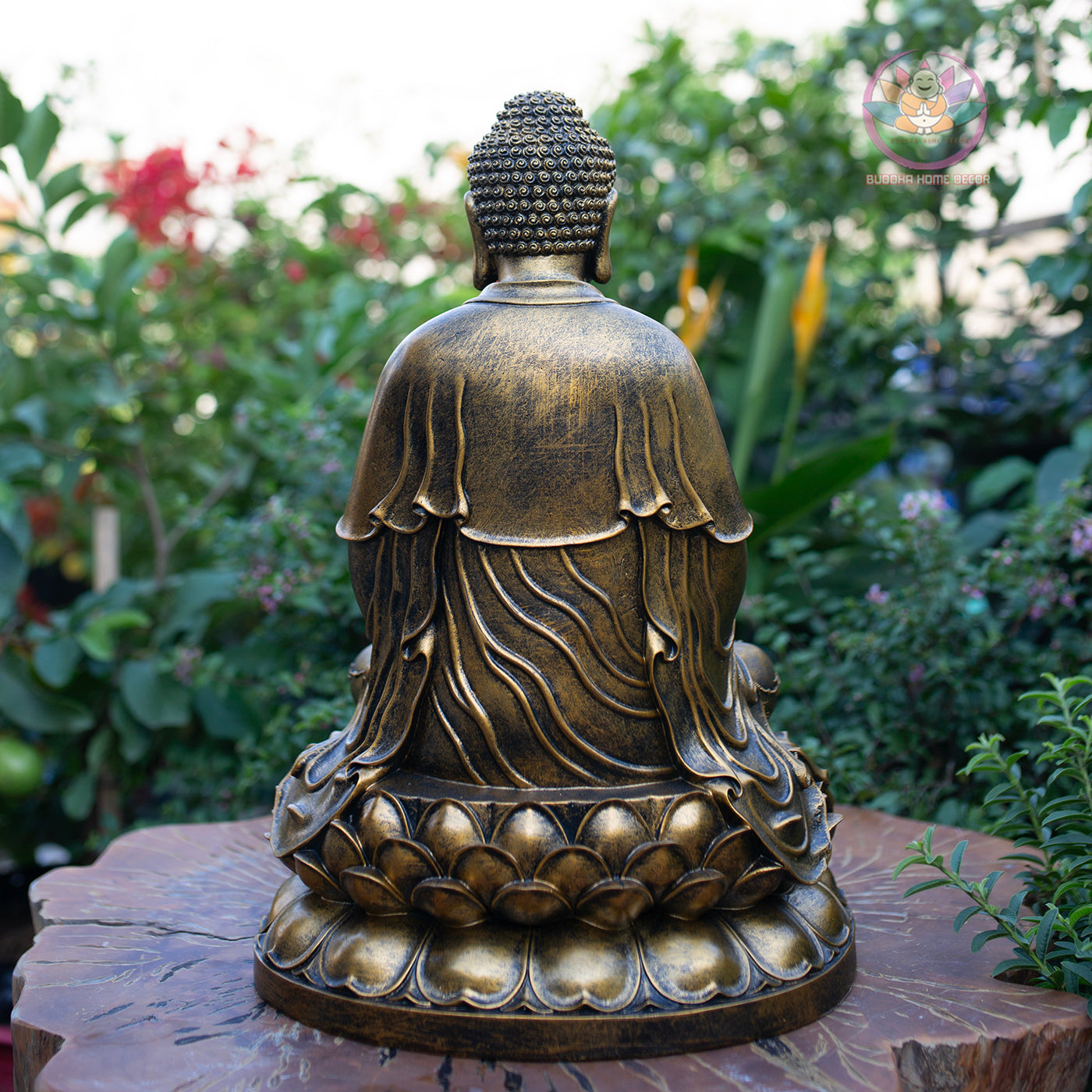 Amitabha Buddha Statue – Antique Bronze Resin Sculpture – Large Zen Meditation Decor, Buddhist Altar Ornament, Spiritual Gift