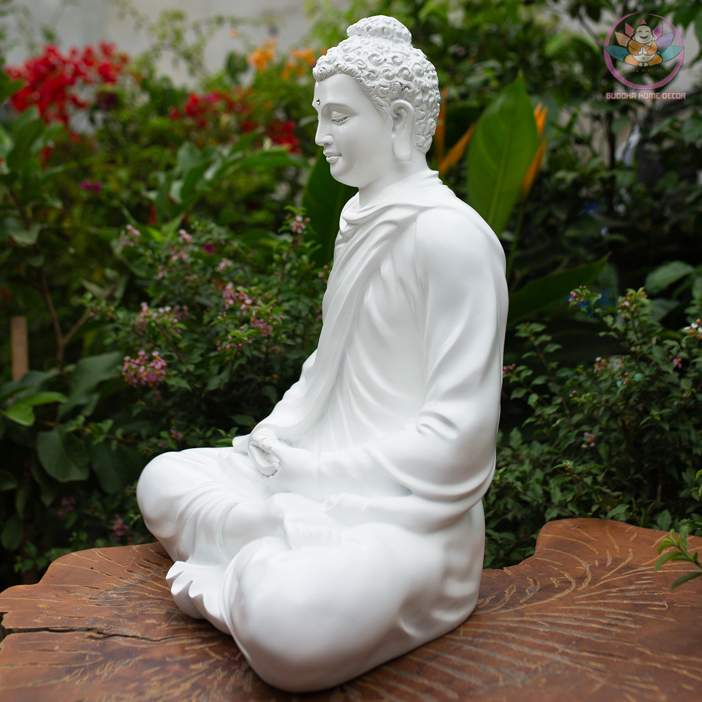 White Buddha Statue for Home Decor | Meditating Buddha Figurine | Zen Garden, Yoga Studio, Altar Decoration | Gift for Spiritual Healing