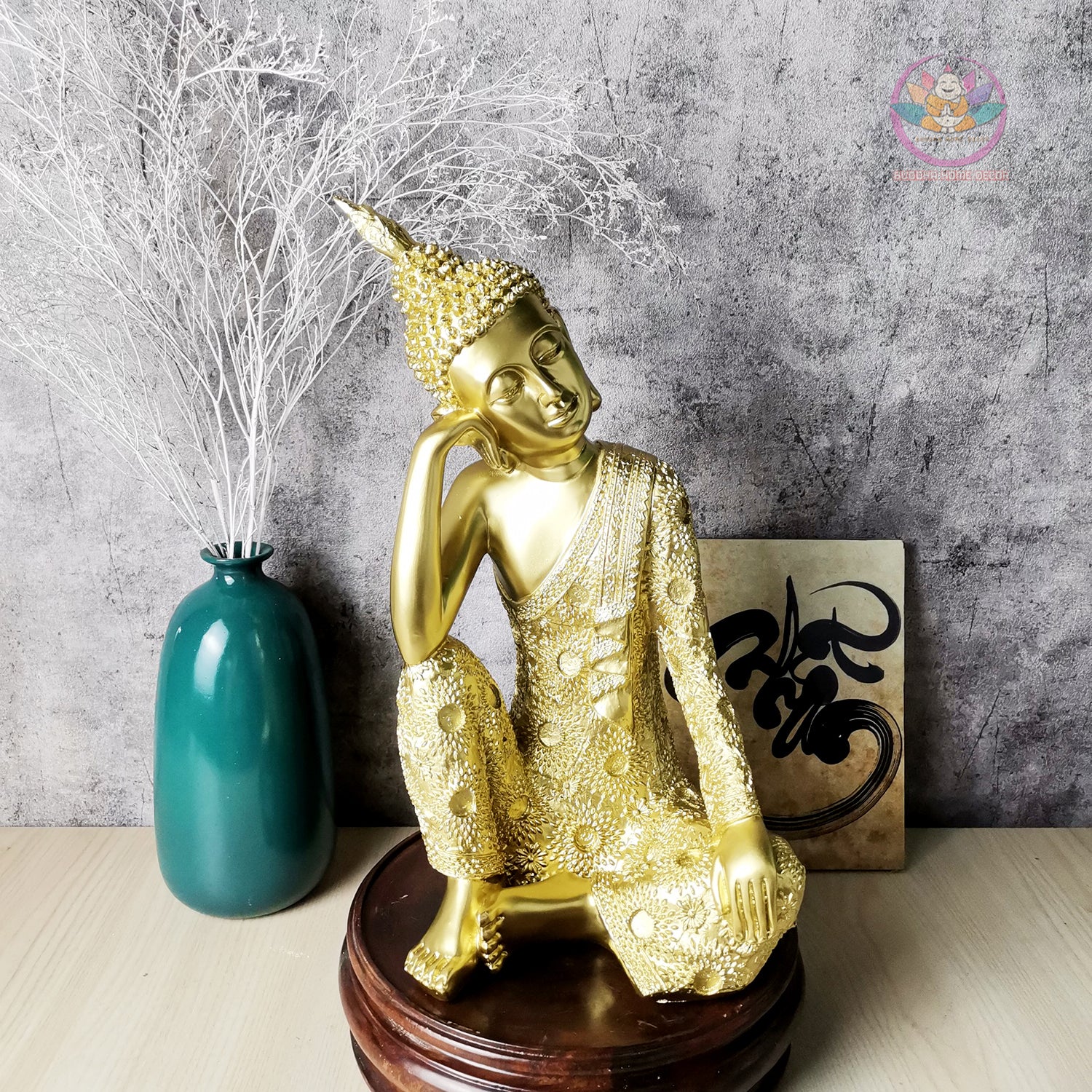 Gold Buddha Trio Statue Set – 14.6" Resin Meditating Buddhas – Peaceful Zen Home Altar, Meditation Space, Spiritual Decor Gift